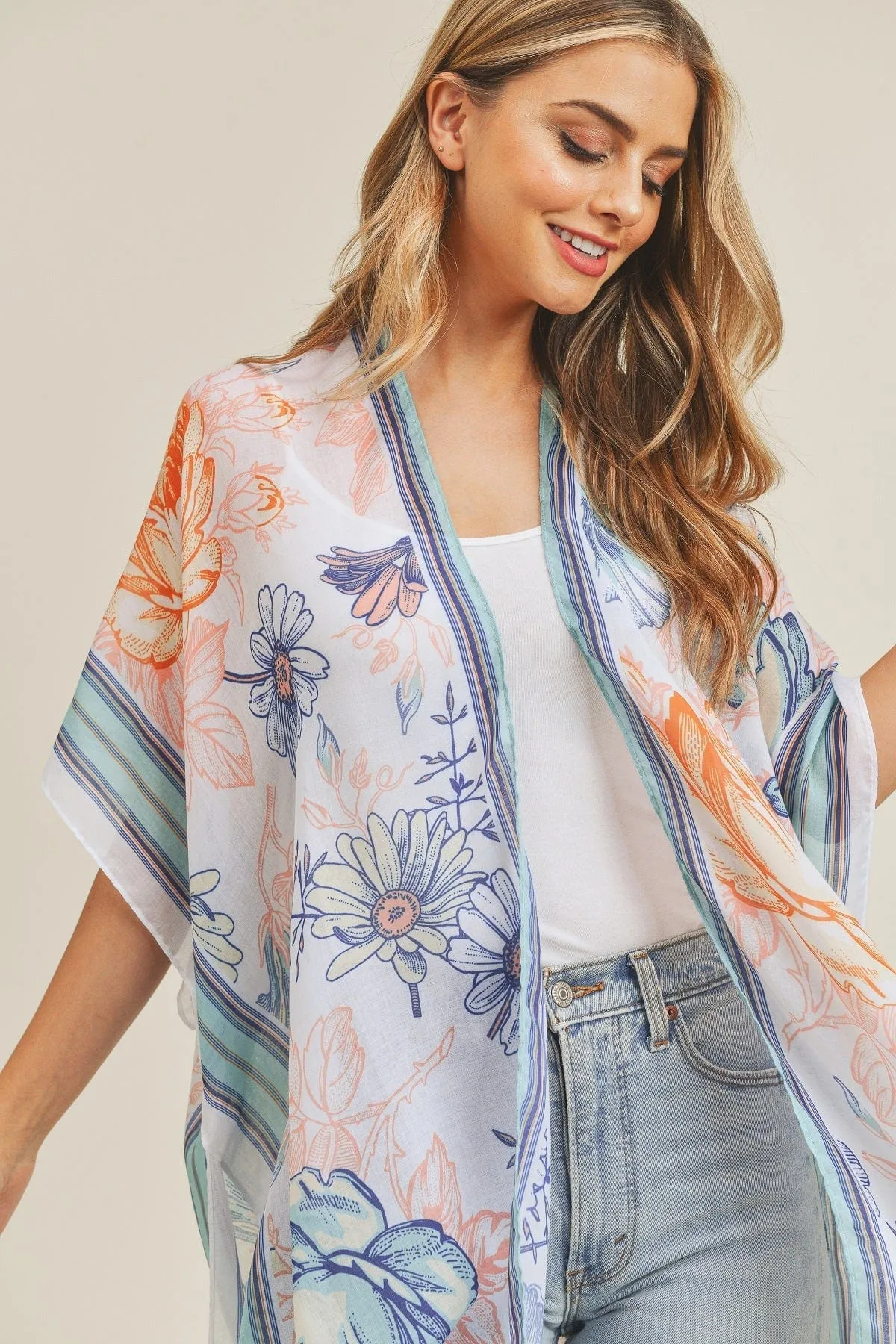 MS0224 Multi Flower Pattern Summer Kimono