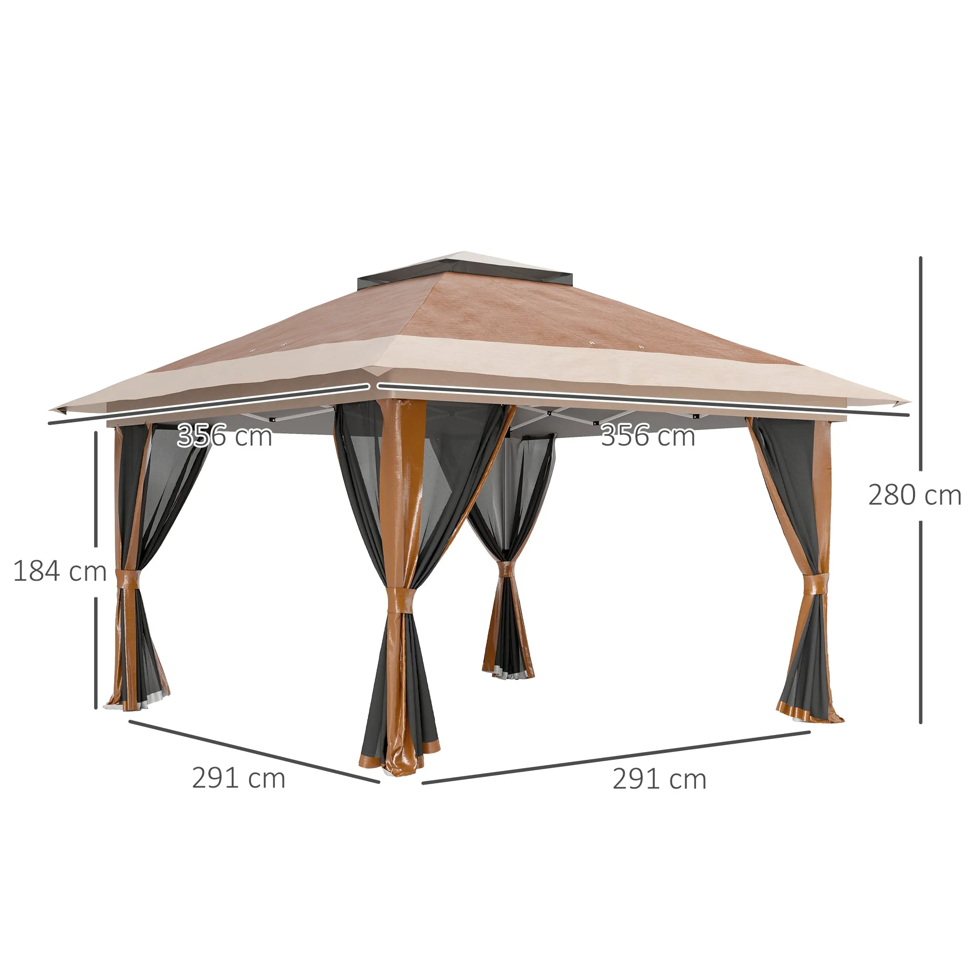 Outsunny 3.6 x 3.6m Pop Up Gazebo with Netting and Wheeled Bag
