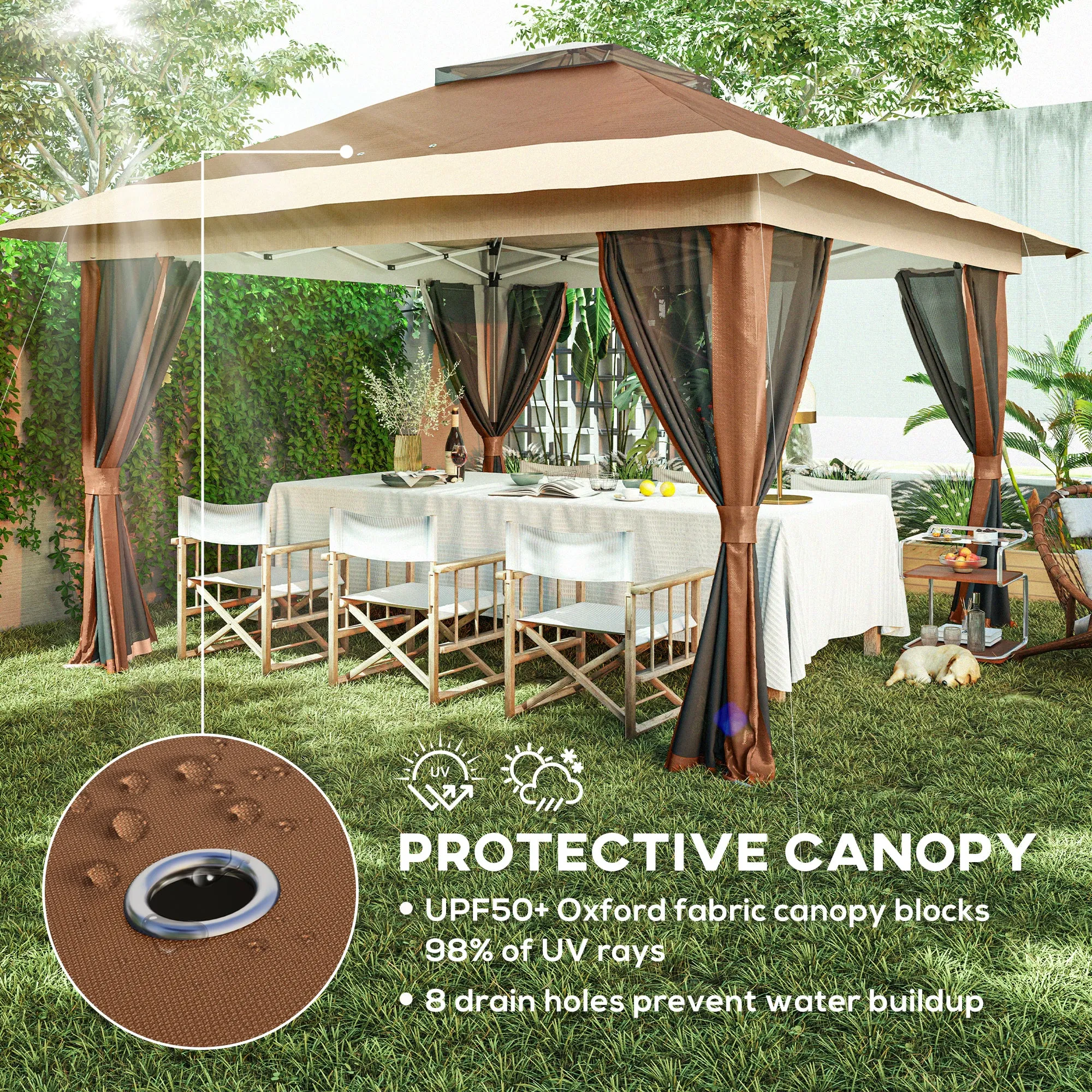 Outsunny 3.6 x 3.6m Pop Up Gazebo with Netting and Wheeled Bag