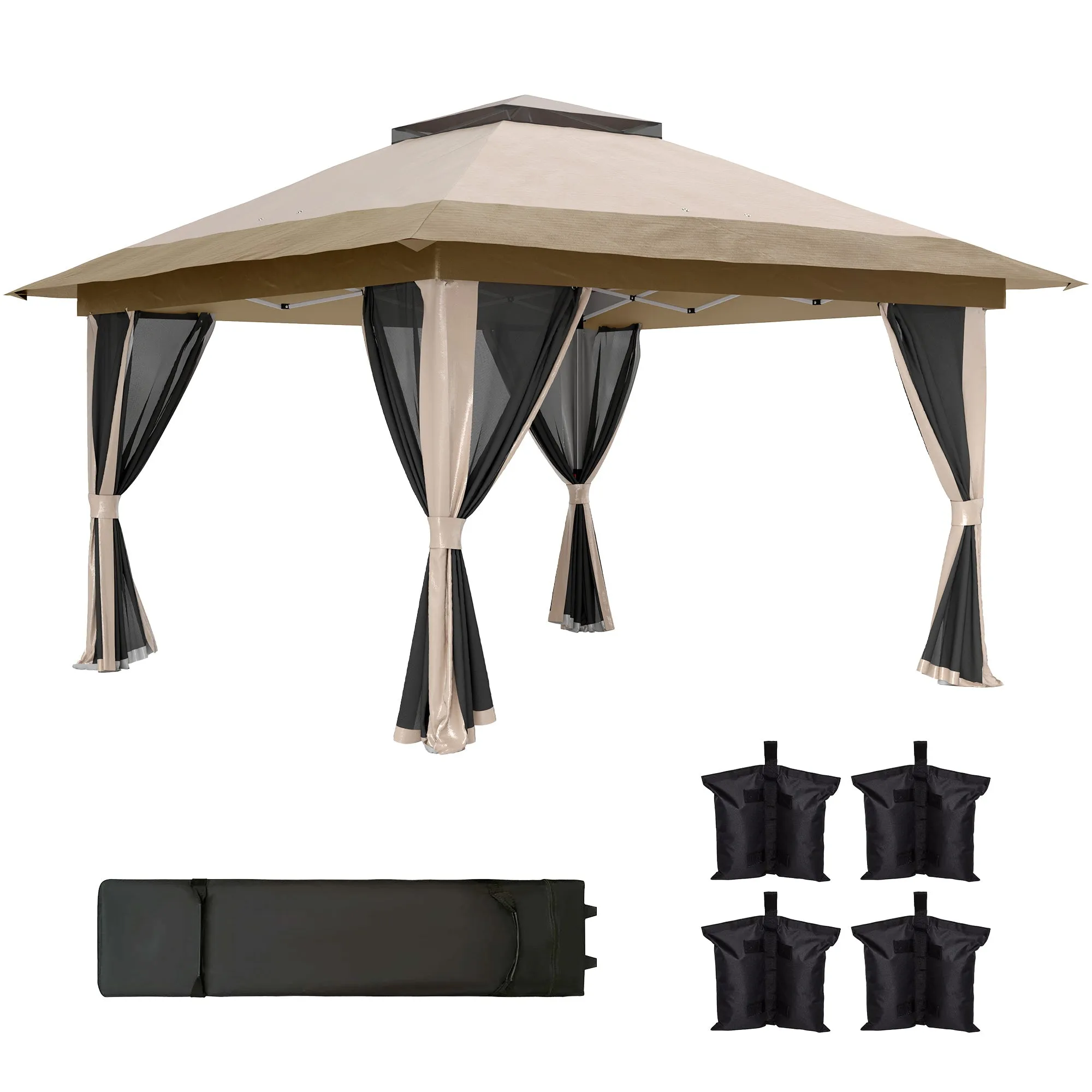 Outsunny 3.6 x 3.6m Pop Up Gazebo with Netting and Wheeled Bag
