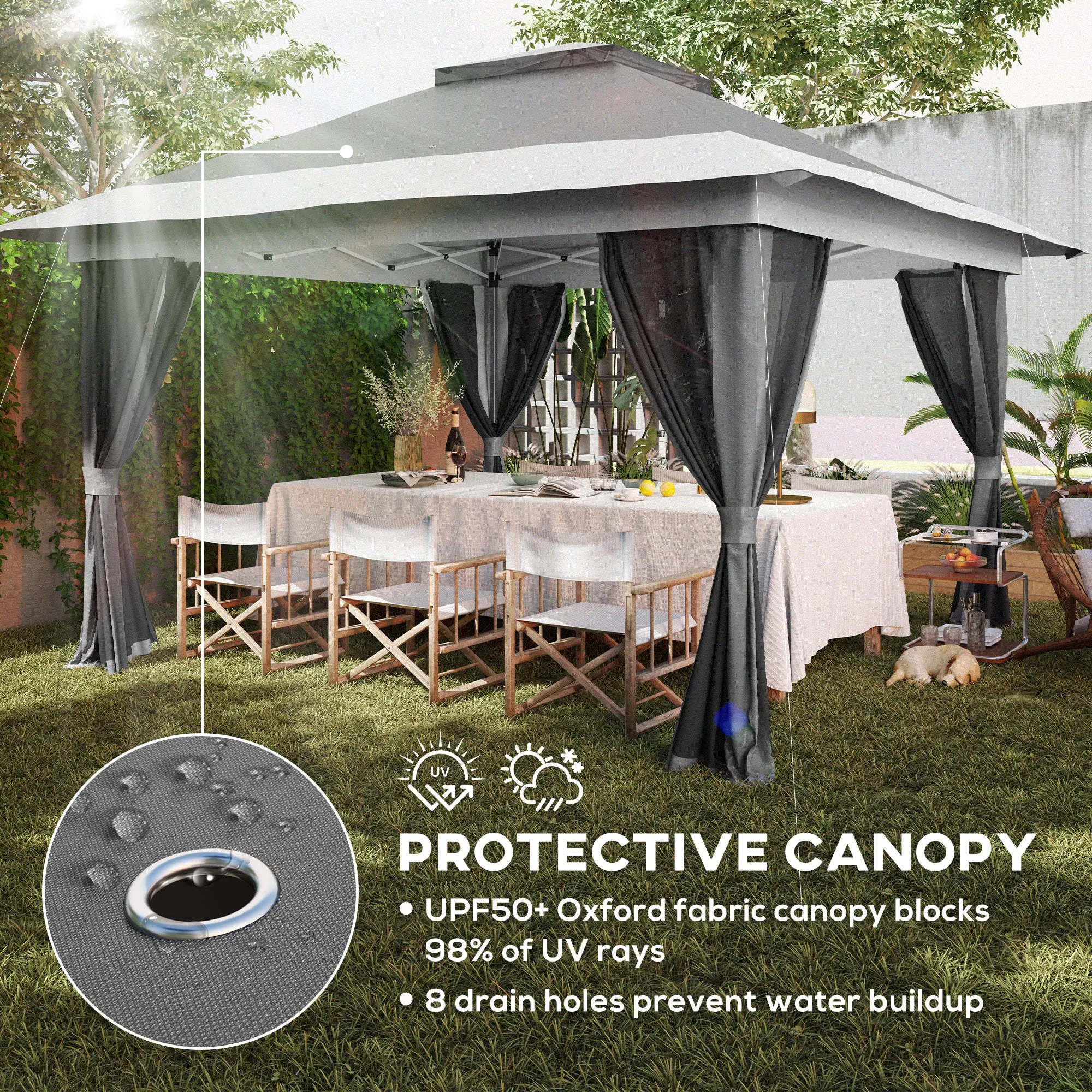 Outsunny 3.6 x 3.6m Pop Up Gazebo with Netting and Wheeled Bag