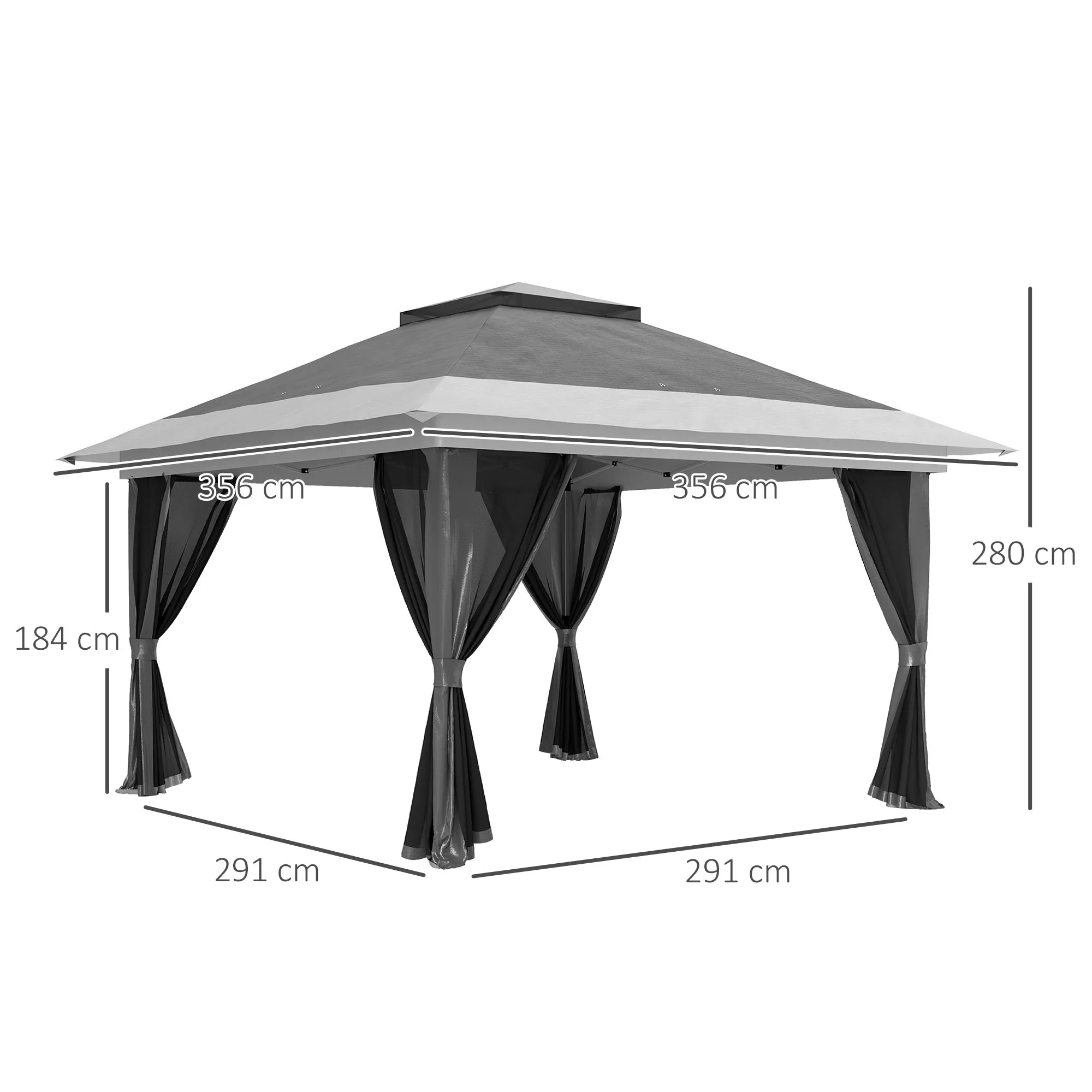 Outsunny 3.6 x 3.6m Pop Up Gazebo with Netting and Wheeled Bag