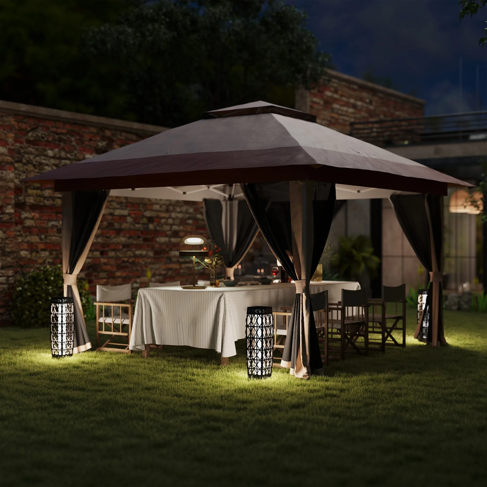 Outsunny 3.6 x 3.6m Pop Up Gazebo with Netting and Wheeled Bag
