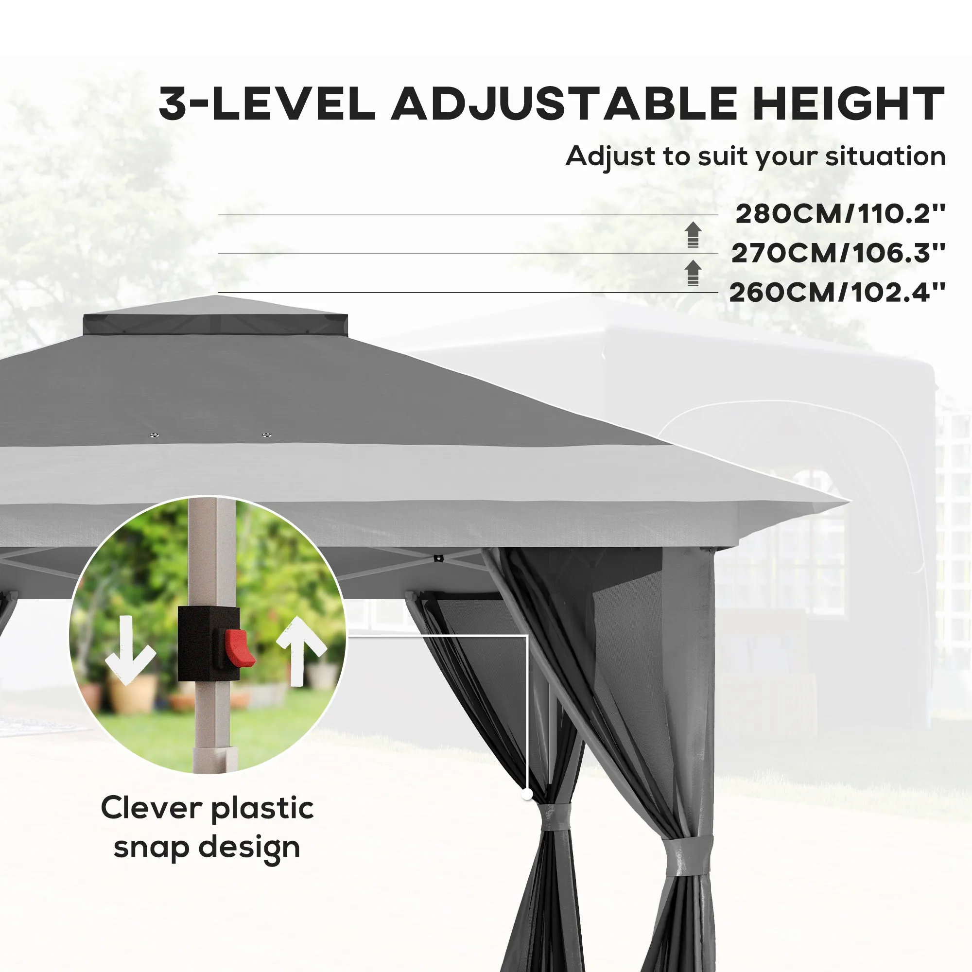 Outsunny 3.6 x 3.6m Pop Up Gazebo with Netting and Wheeled Bag