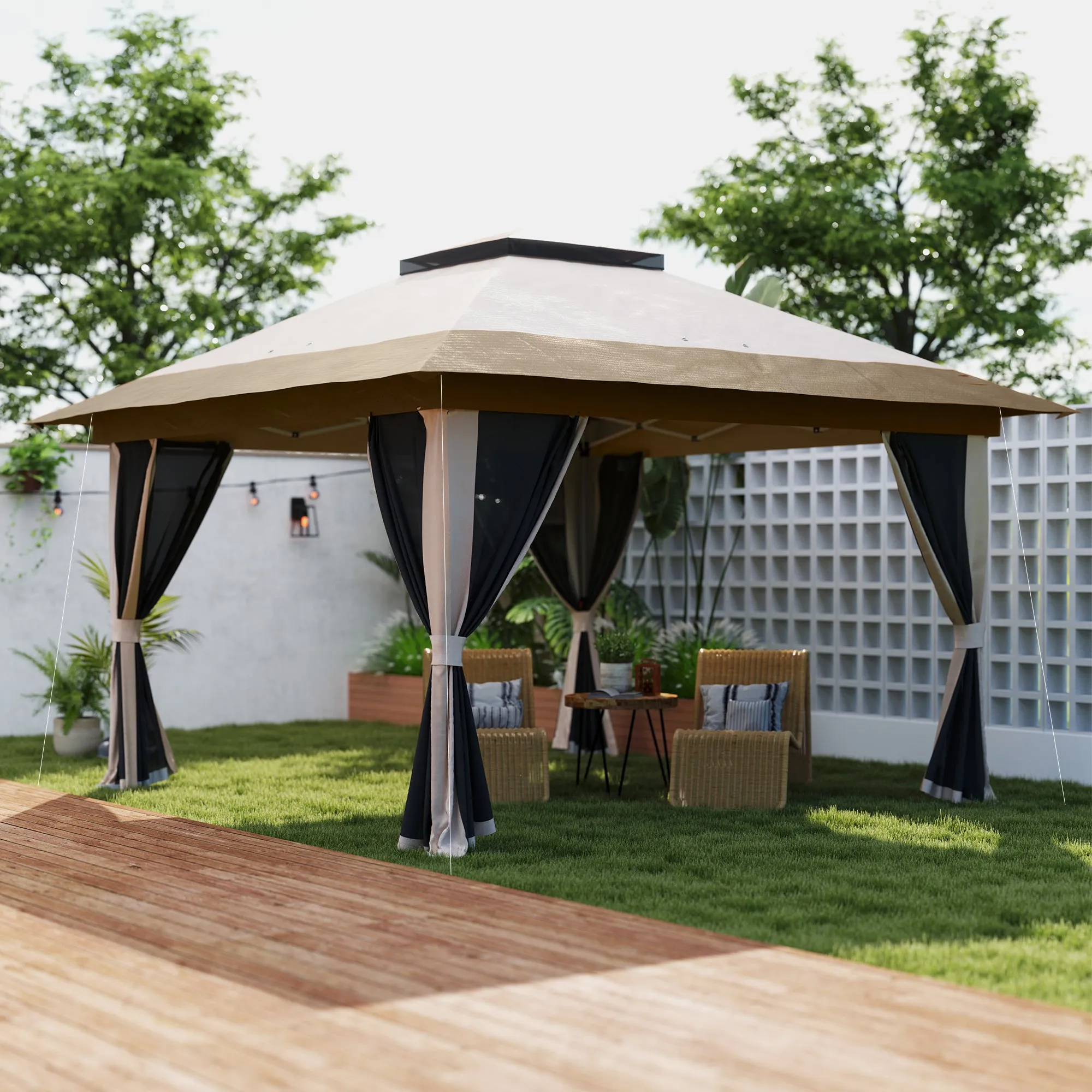 Outsunny 3.6 x 3.6m Pop Up Gazebo with Netting and Wheeled Bag
