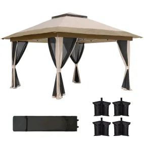 Outsunny 3.6 x 3.6m Pop Up Gazebo with Netting and Wheeled Bag