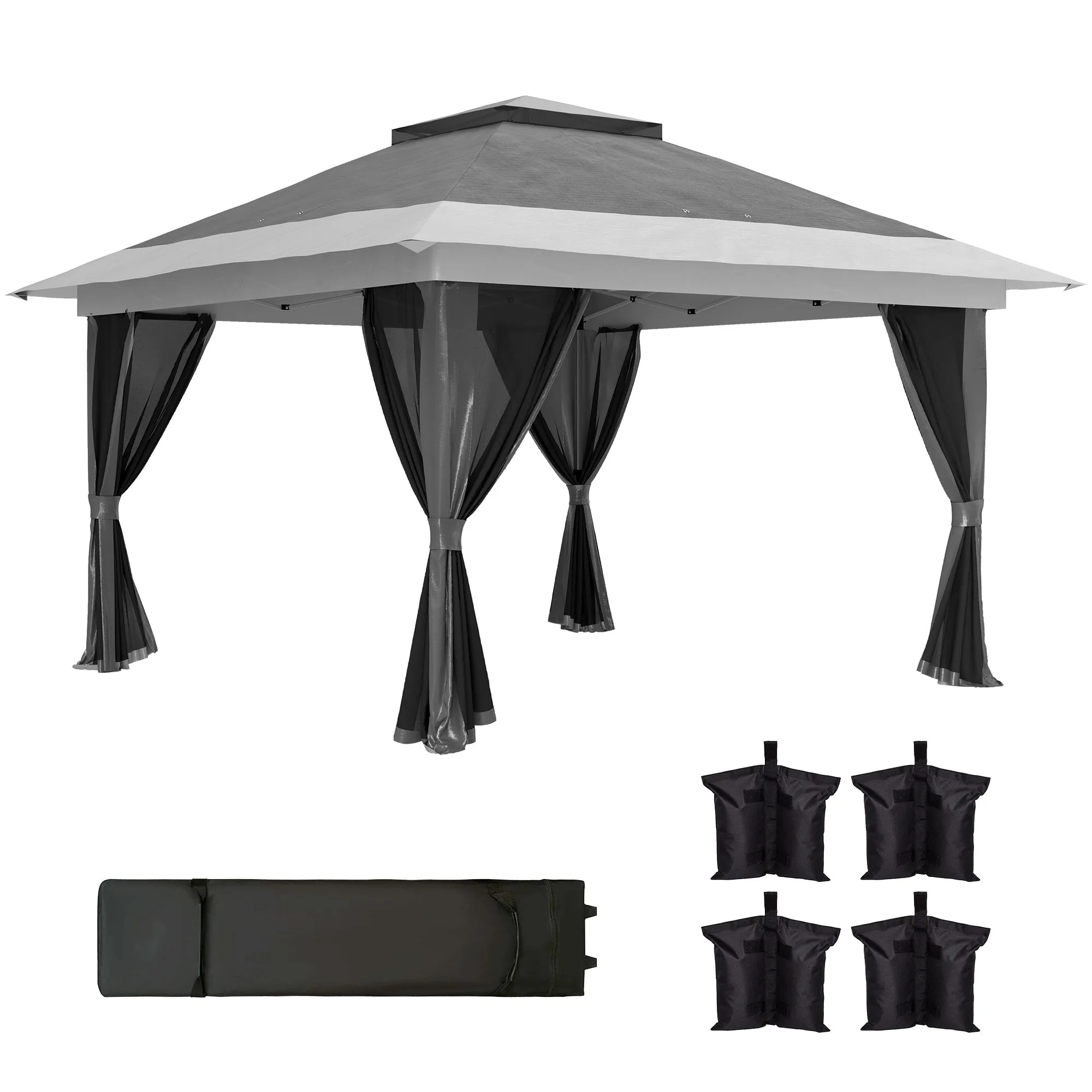Outsunny 3.6 x 3.6m Pop Up Gazebo with Netting and Wheeled Bag