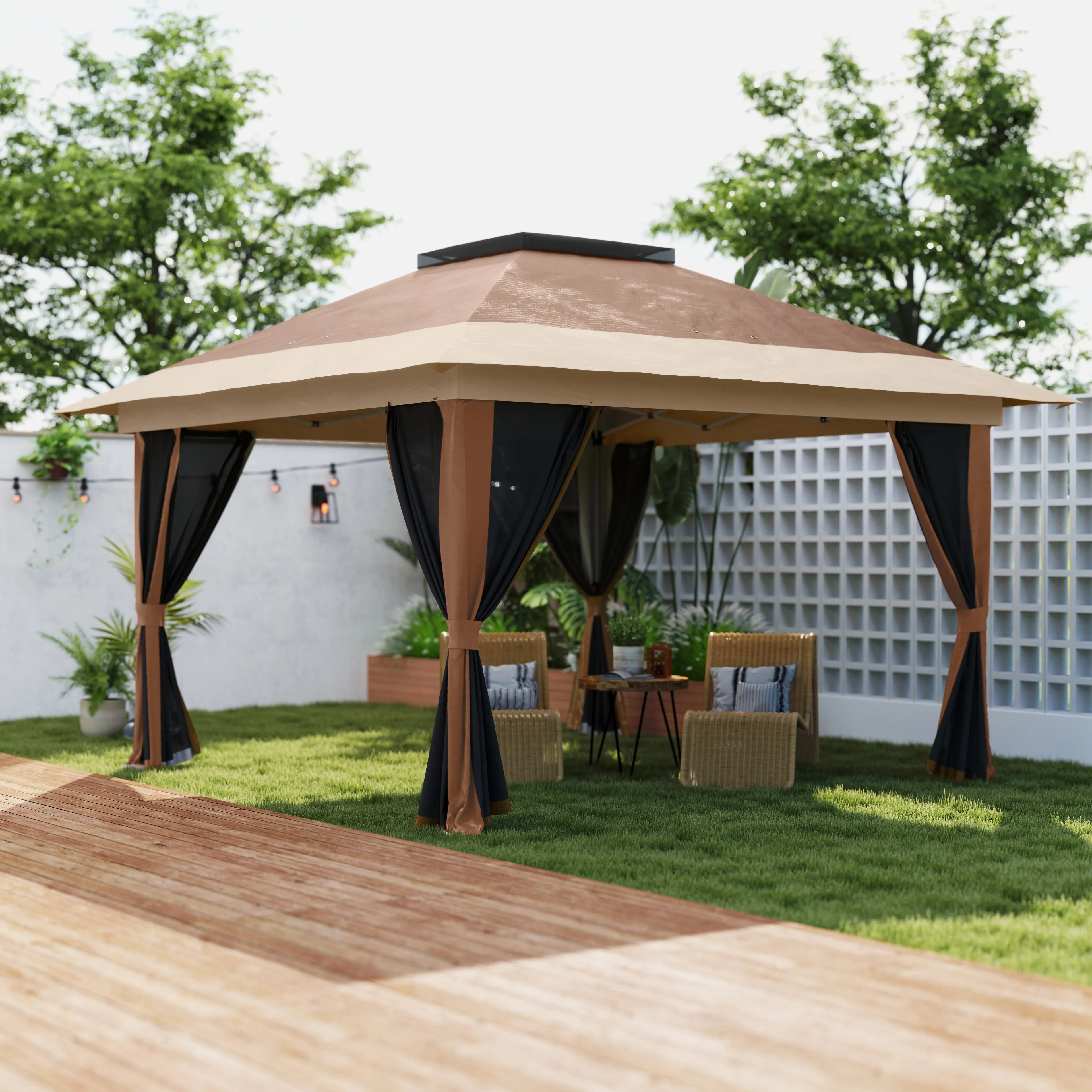 Outsunny 3.6 x 3.6m Pop Up Gazebo with Netting and Wheeled Bag