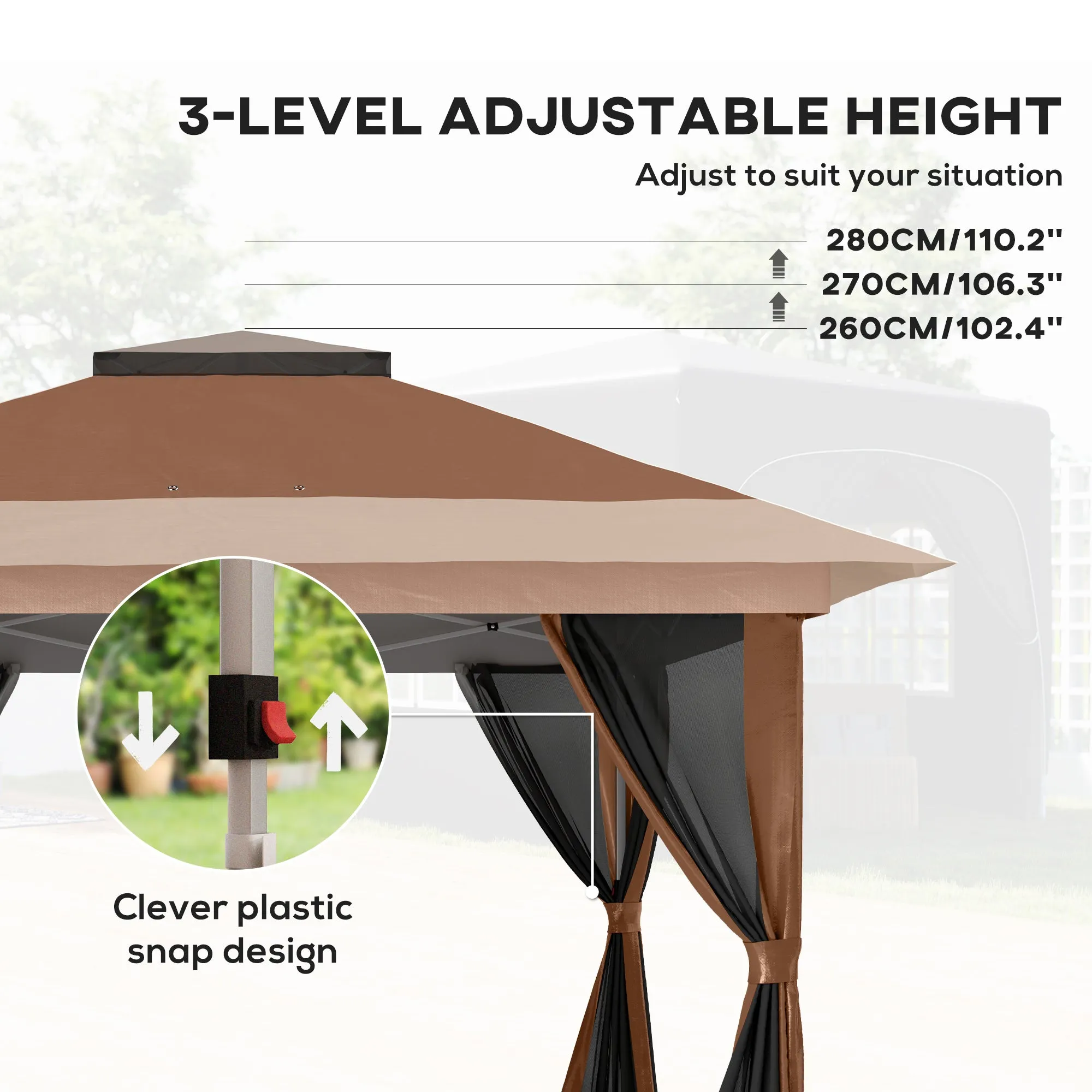 Outsunny 3.6 x 3.6m Pop Up Gazebo with Netting and Wheeled Bag