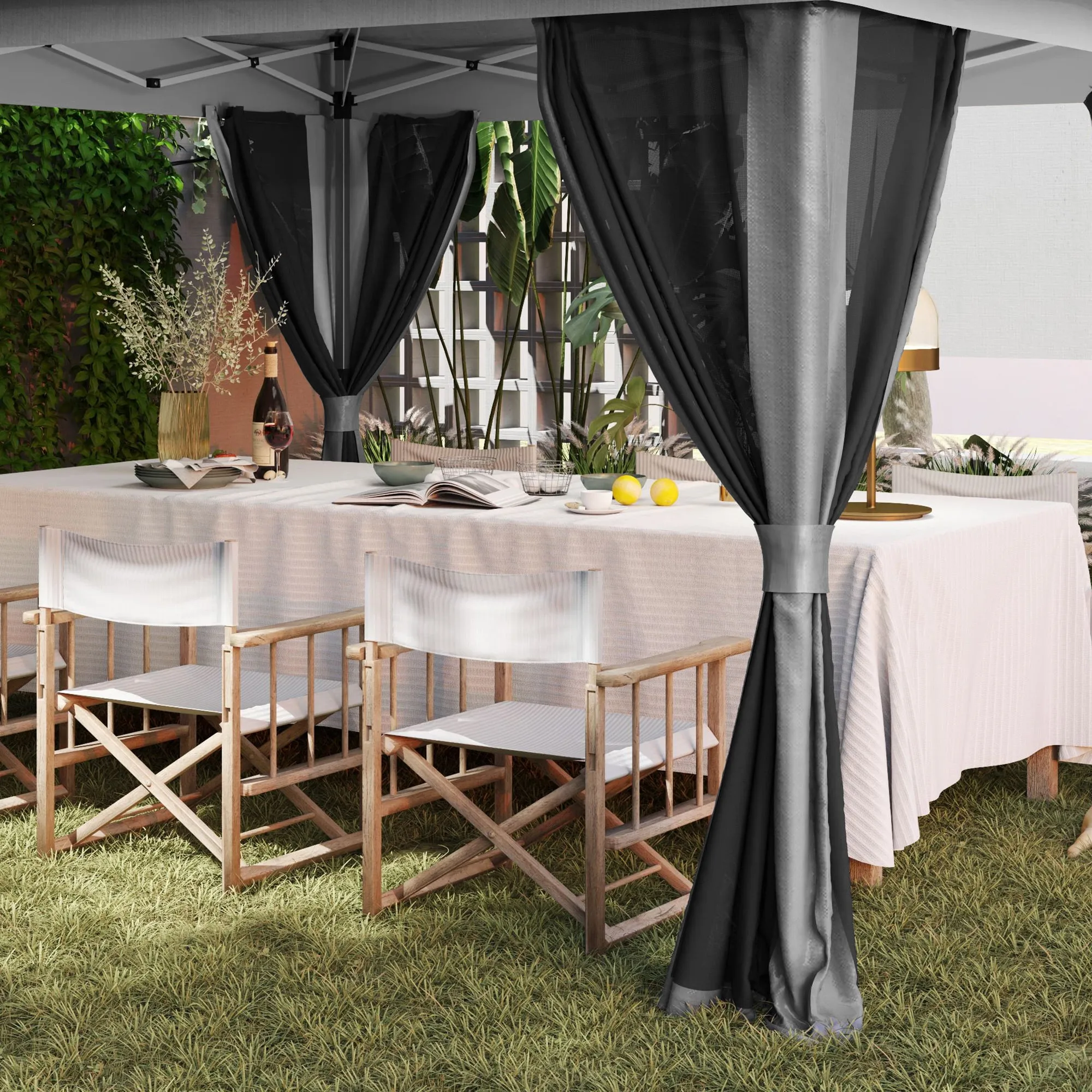 Outsunny 3.6 x 3.6m Pop Up Gazebo with Netting and Wheeled Bag