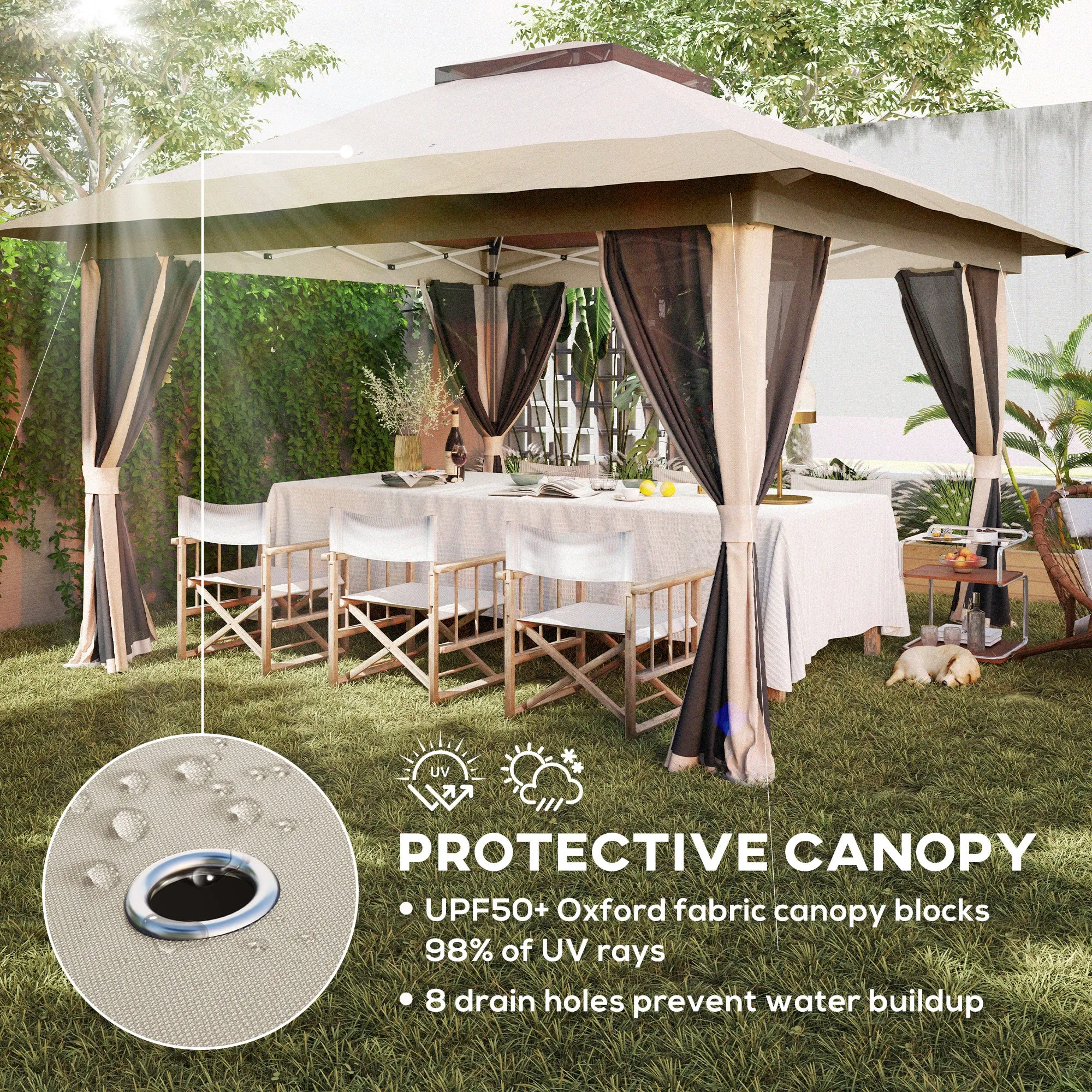 Outsunny 3.6 x 3.6m Pop Up Gazebo with Netting and Wheeled Bag