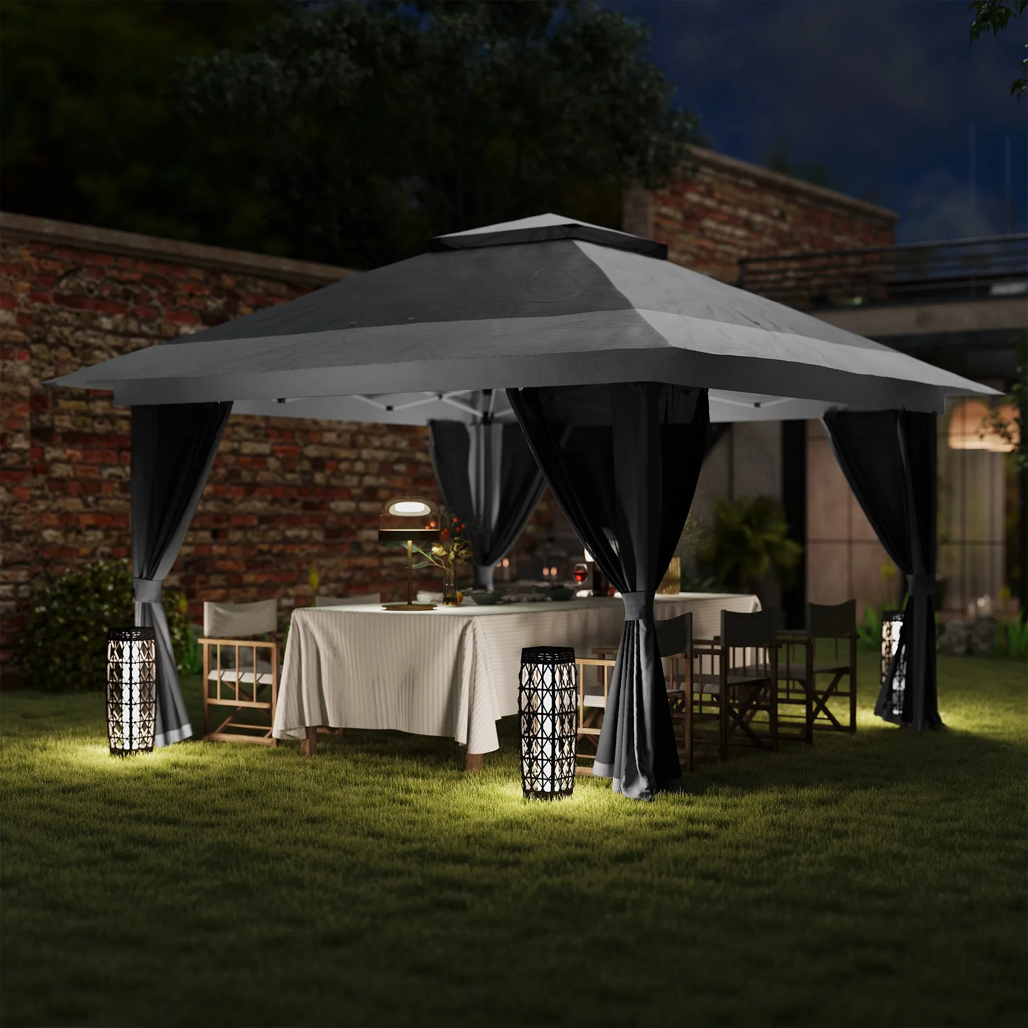 Outsunny 3.6 x 3.6m Pop Up Gazebo with Netting and Wheeled Bag