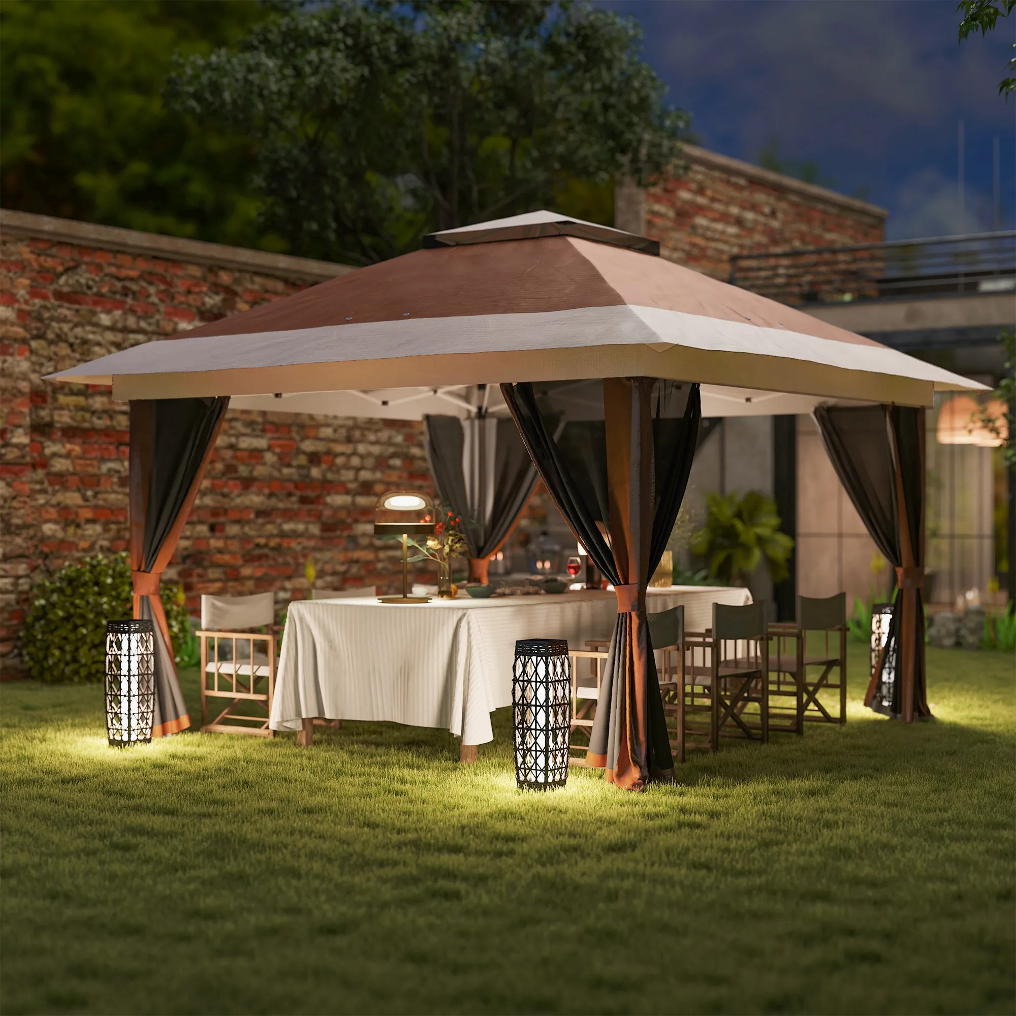 Outsunny 3.6 x 3.6m Pop Up Gazebo with Netting and Wheeled Bag