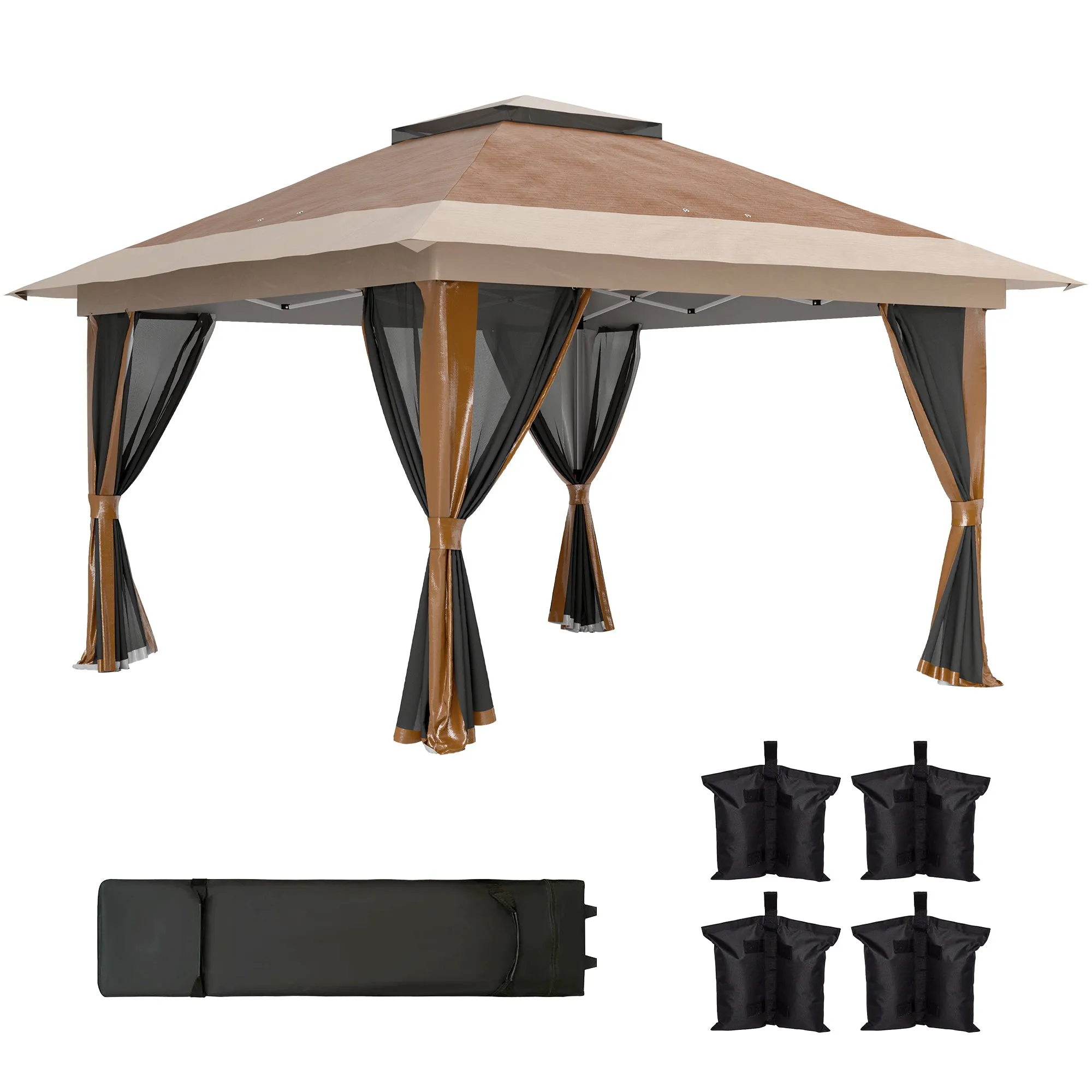 Outsunny 3.6 x 3.6m Pop Up Gazebo with Netting and Wheeled Bag