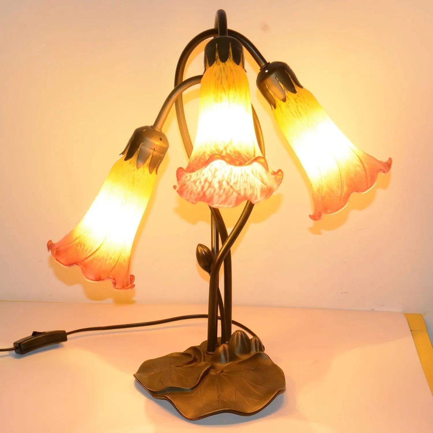 Peach Pond Lily Lamp Shade Glass Lampshade  4.5" Wide X 6" Tall X 1.5" Fitter Lighting Accessories