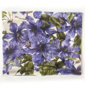 Periwinkle Clematis,  Versatile Scarf, Headband, HatBand, Neck Warmer, Ladies Scarf, Velour Scarf, Designer Gaiter, Handpainted and printed