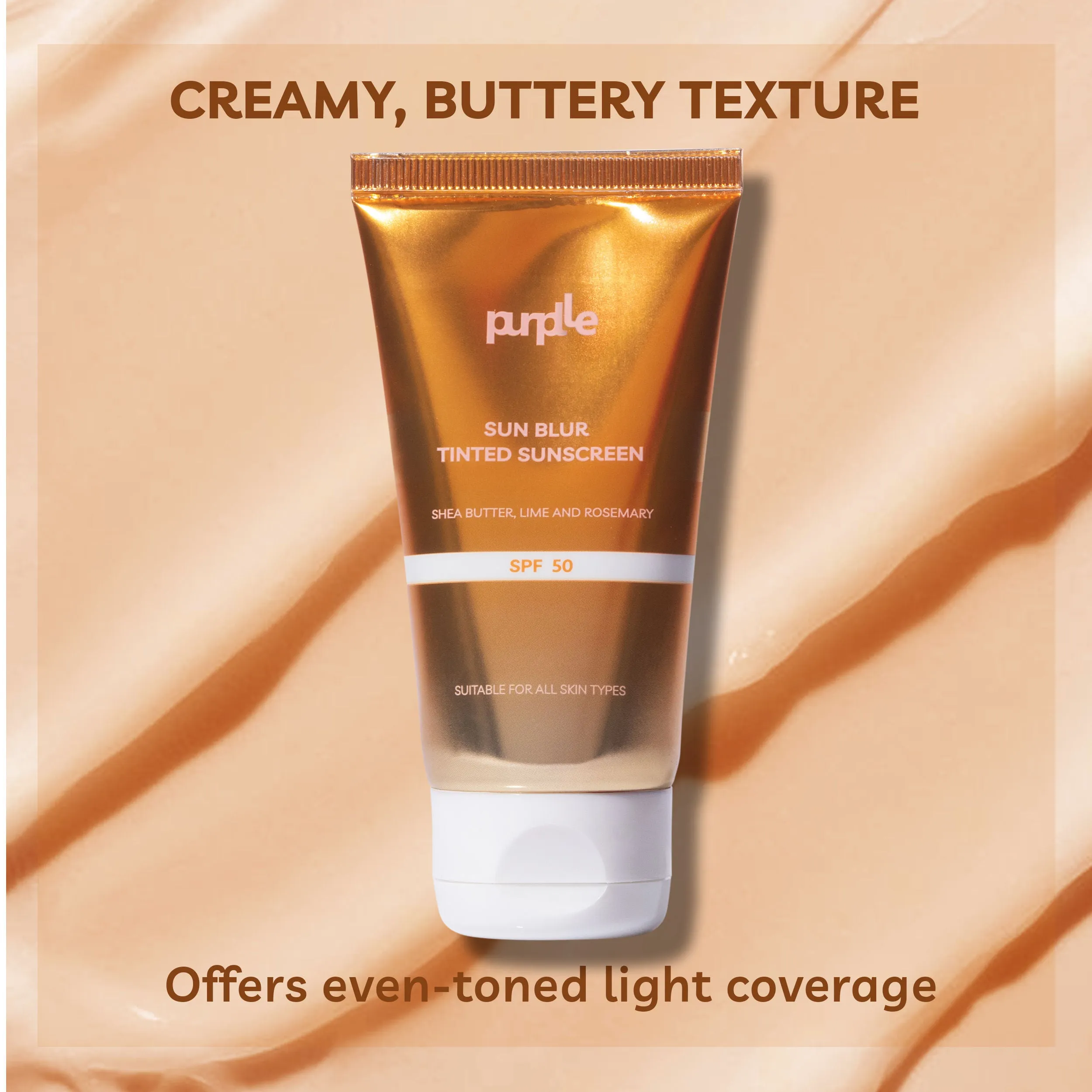 Purplle Sun Blur Tinted Sunscreen - Shea Butter, Lime, and Rosemary SPF50 (50 gm)