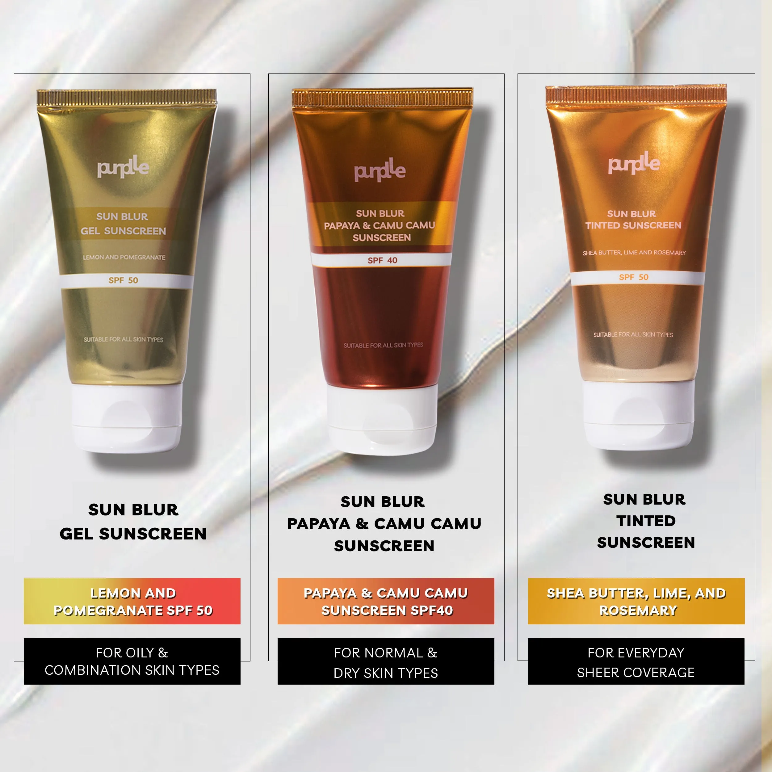 Purplle Sun Blur Tinted Sunscreen - Shea Butter, Lime, and Rosemary SPF50 (50 gm)