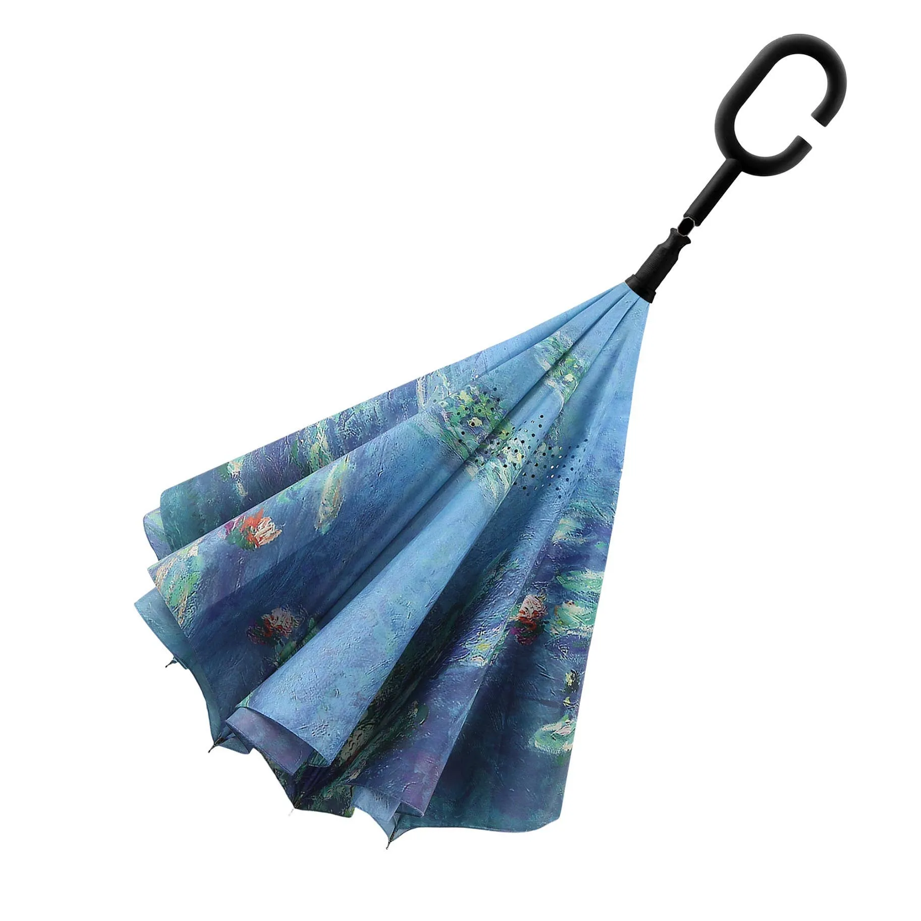 RainCaper Monet Water Lilies Reverse Umbrella