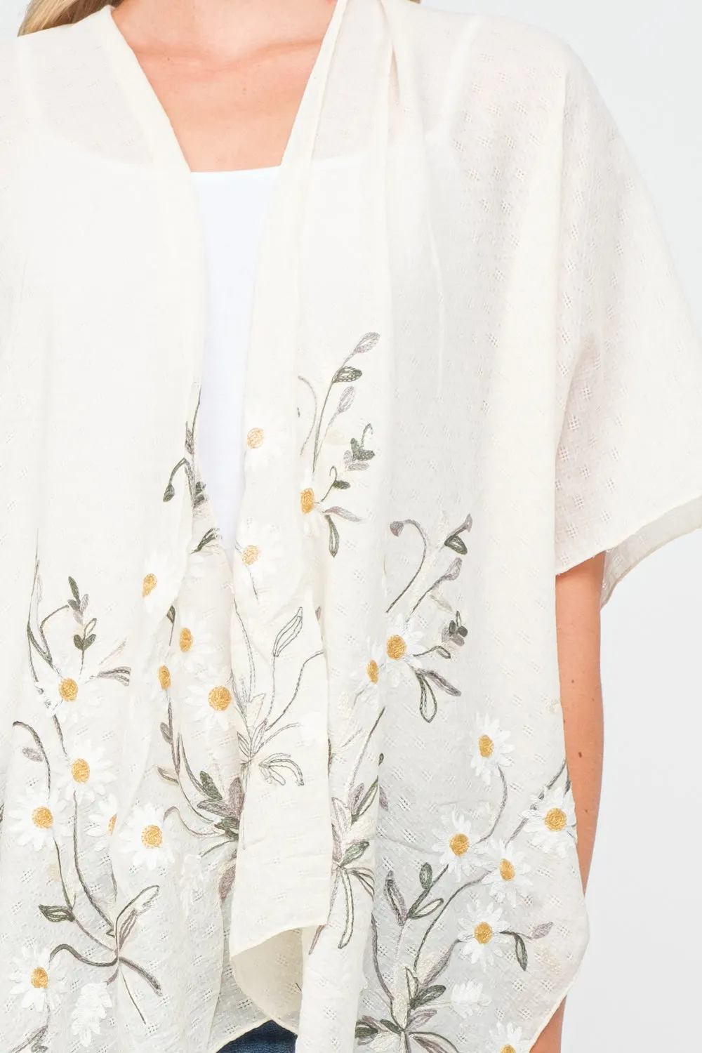 RAJ PAULINE IVORY FLORAL EMBROIDERED DUSTER KIMONO