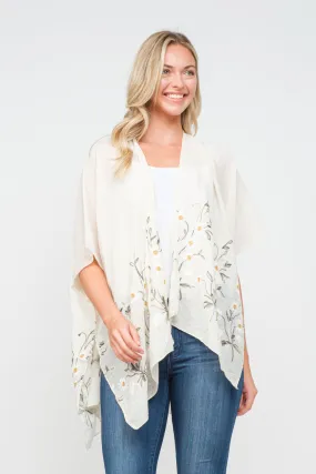 RAJ PAULINE IVORY FLORAL EMBROIDERED DUSTER KIMONO