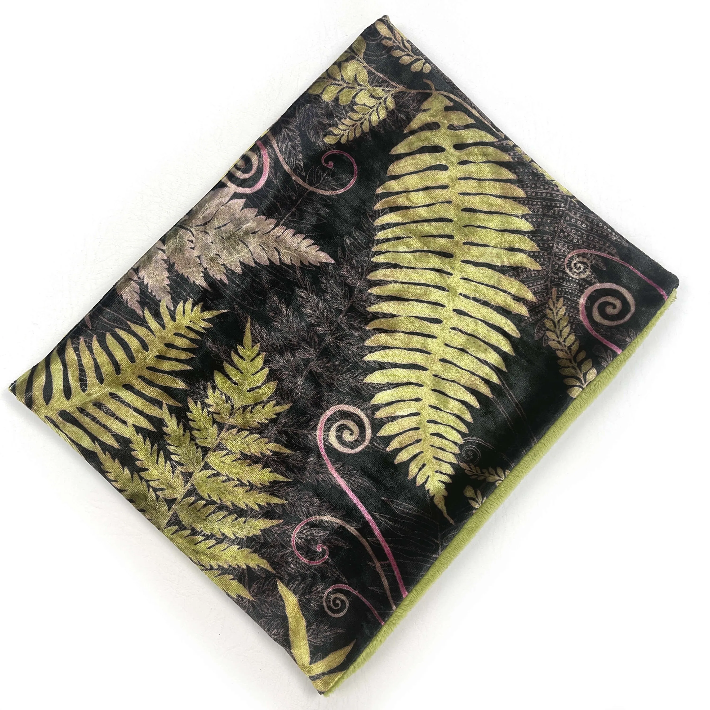 Reversible Ferns & Fiddleheads Minky Scarf/Gaiter, Velour scarf, Fleece Neckwarmer, ladies scarf, artist scarf, Cowl scarf, face warmer