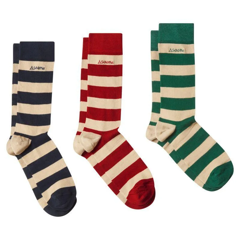 Schoffel Mens Bamboo Socks (Box of 3) 7-11 UK - Oat Stripe