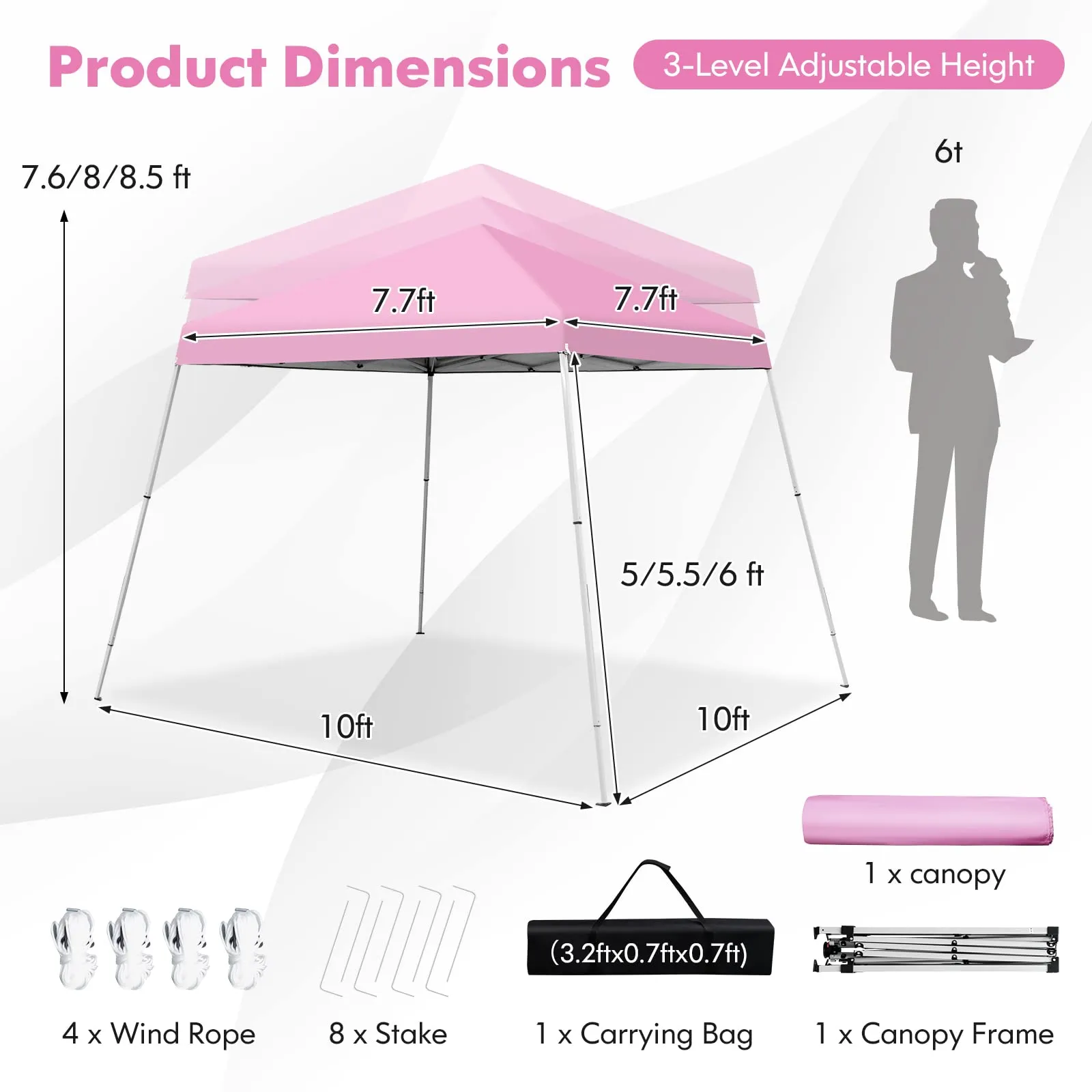Tangkula 10 ft x 10 ft Outdoor Instant Pop-up Canopy, Folding Slanted Leg Canopy Tent