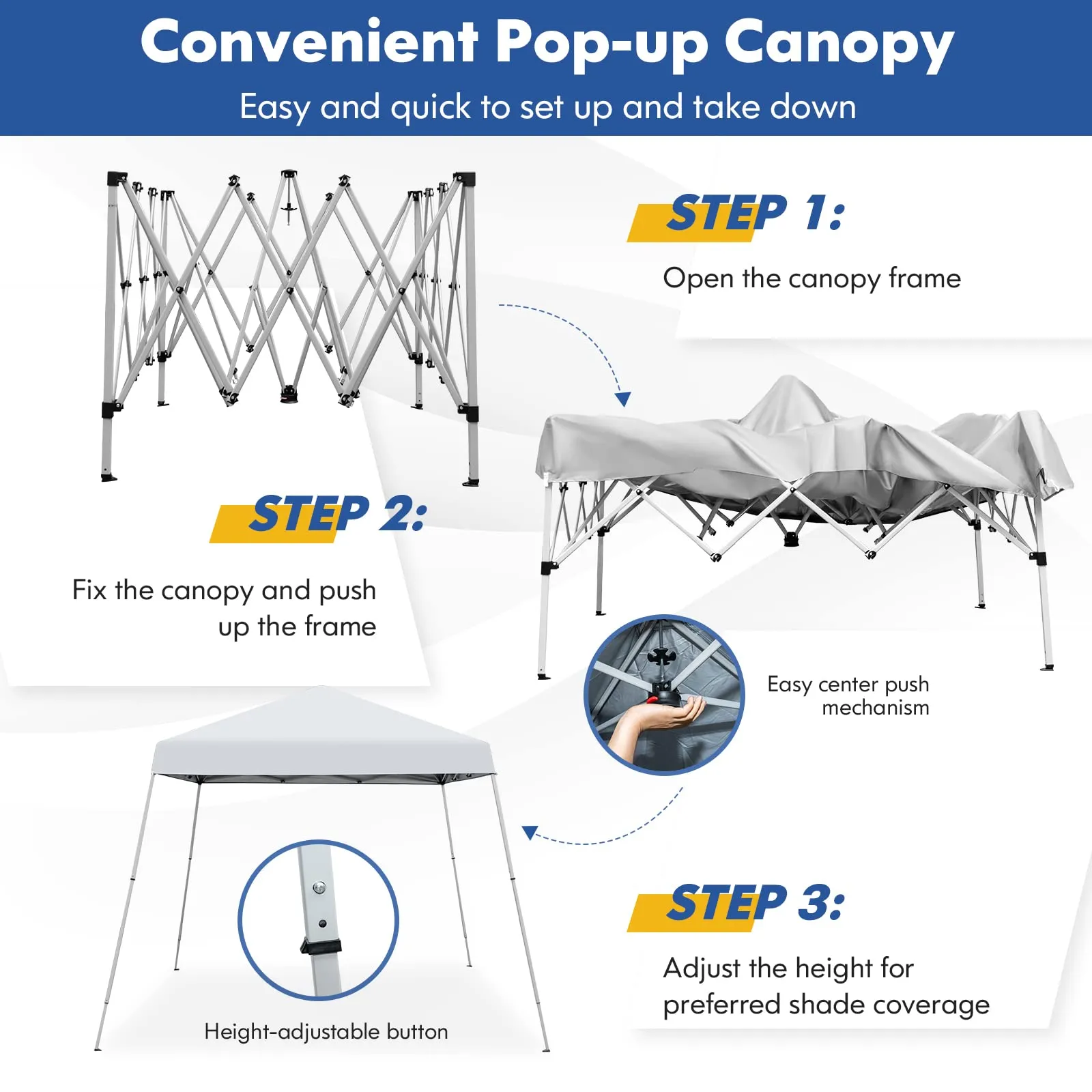 Tangkula 10 ft x 10 ft Outdoor Instant Pop-up Canopy, Folding Slanted Leg Canopy Tent