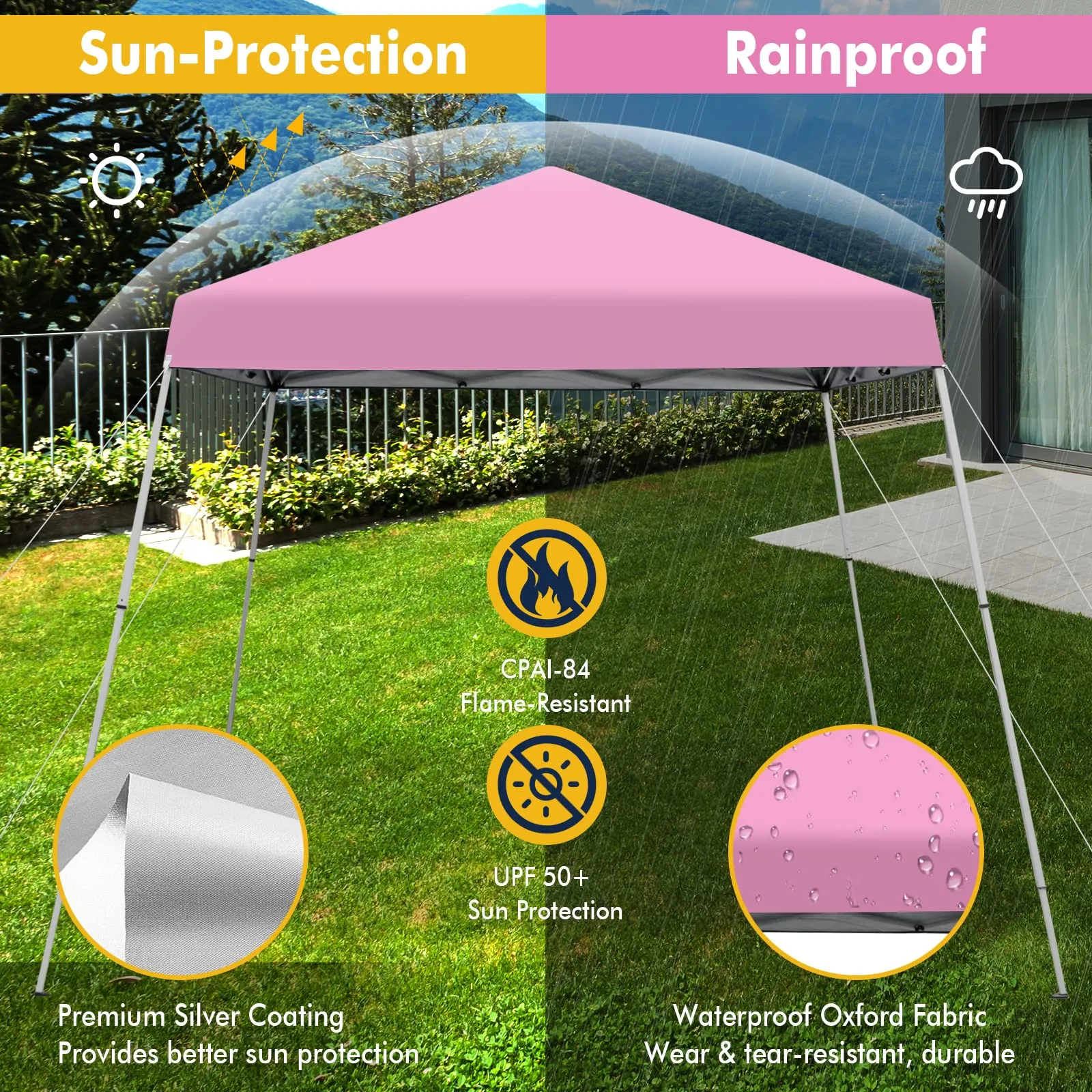 Tangkula 10 ft x 10 ft Outdoor Instant Pop-up Canopy, Folding Slanted Leg Canopy Tent