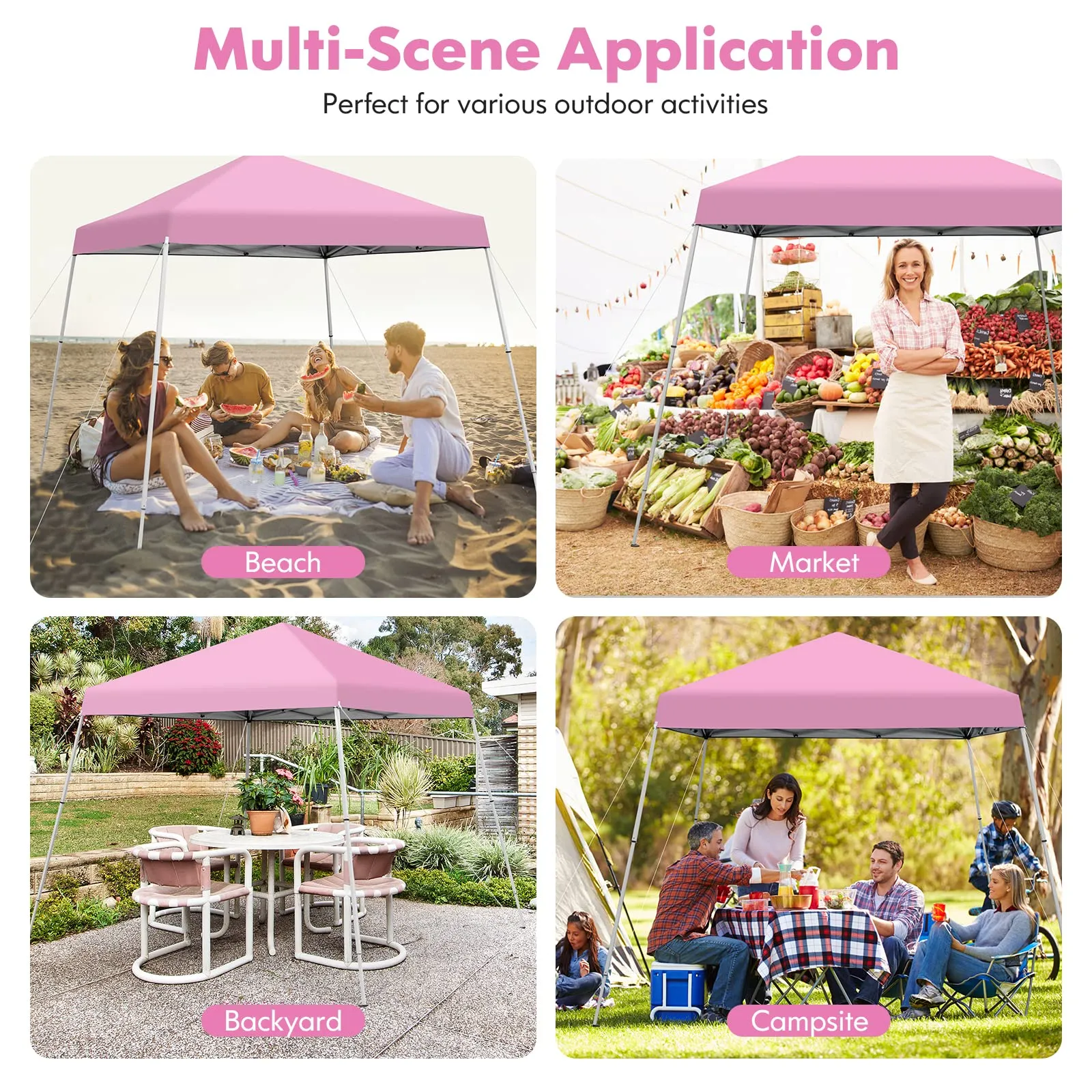 Tangkula 10 ft x 10 ft Outdoor Instant Pop-up Canopy, Folding Slanted Leg Canopy Tent