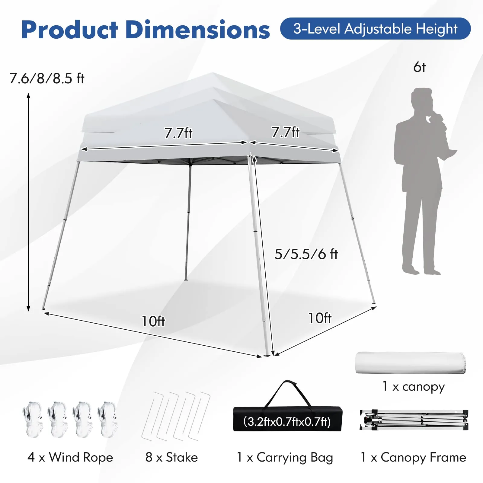 Tangkula 10 ft x 10 ft Outdoor Instant Pop-up Canopy, Folding Slanted Leg Canopy Tent