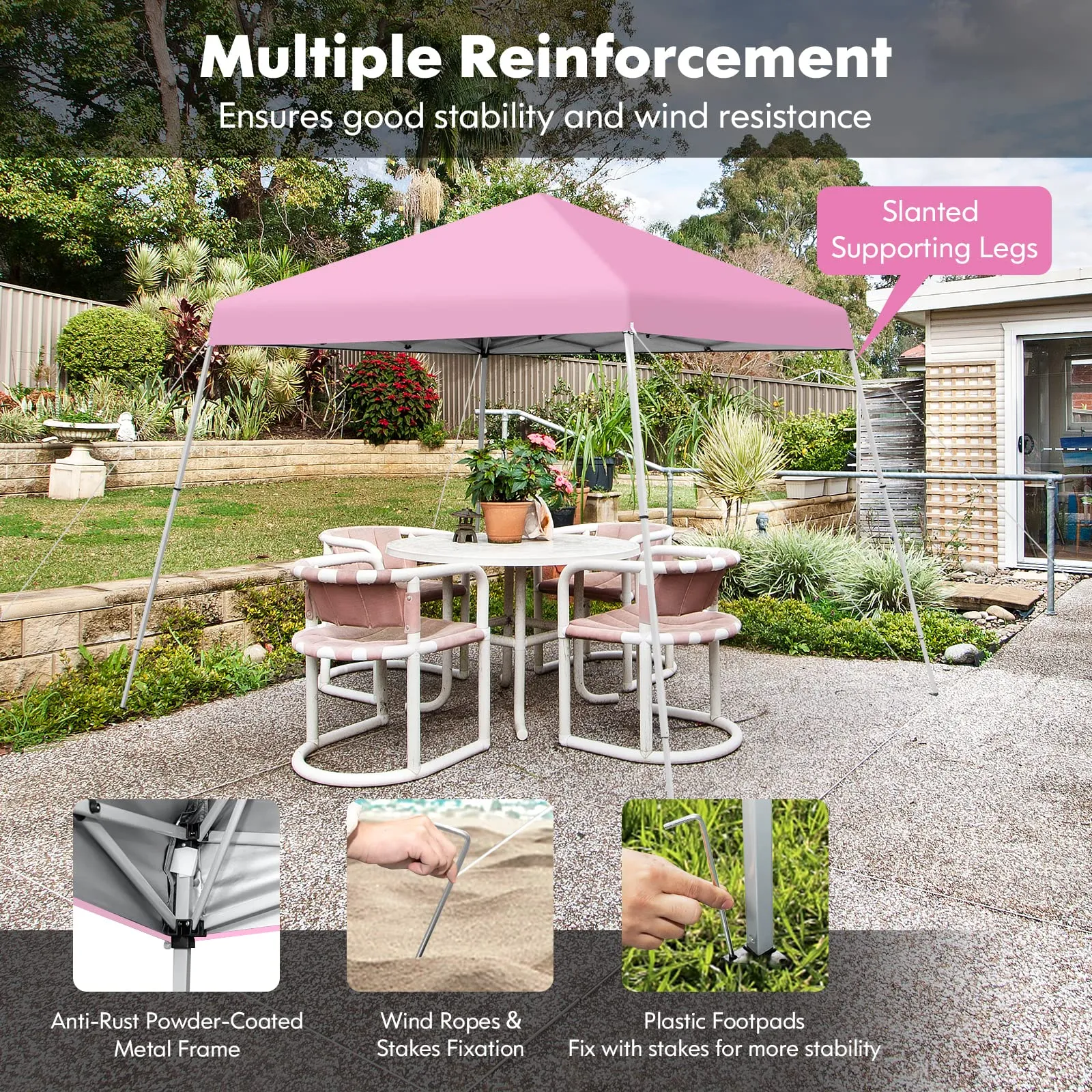 Tangkula 10 ft x 10 ft Outdoor Instant Pop-up Canopy, Folding Slanted Leg Canopy Tent