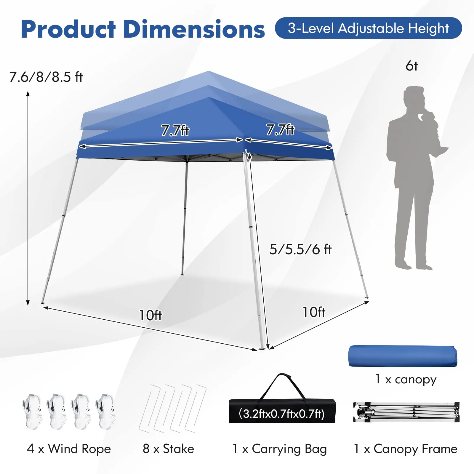 Tangkula 10 ft x 10 ft Outdoor Instant Pop-up Canopy, Folding Slanted Leg Canopy Tent