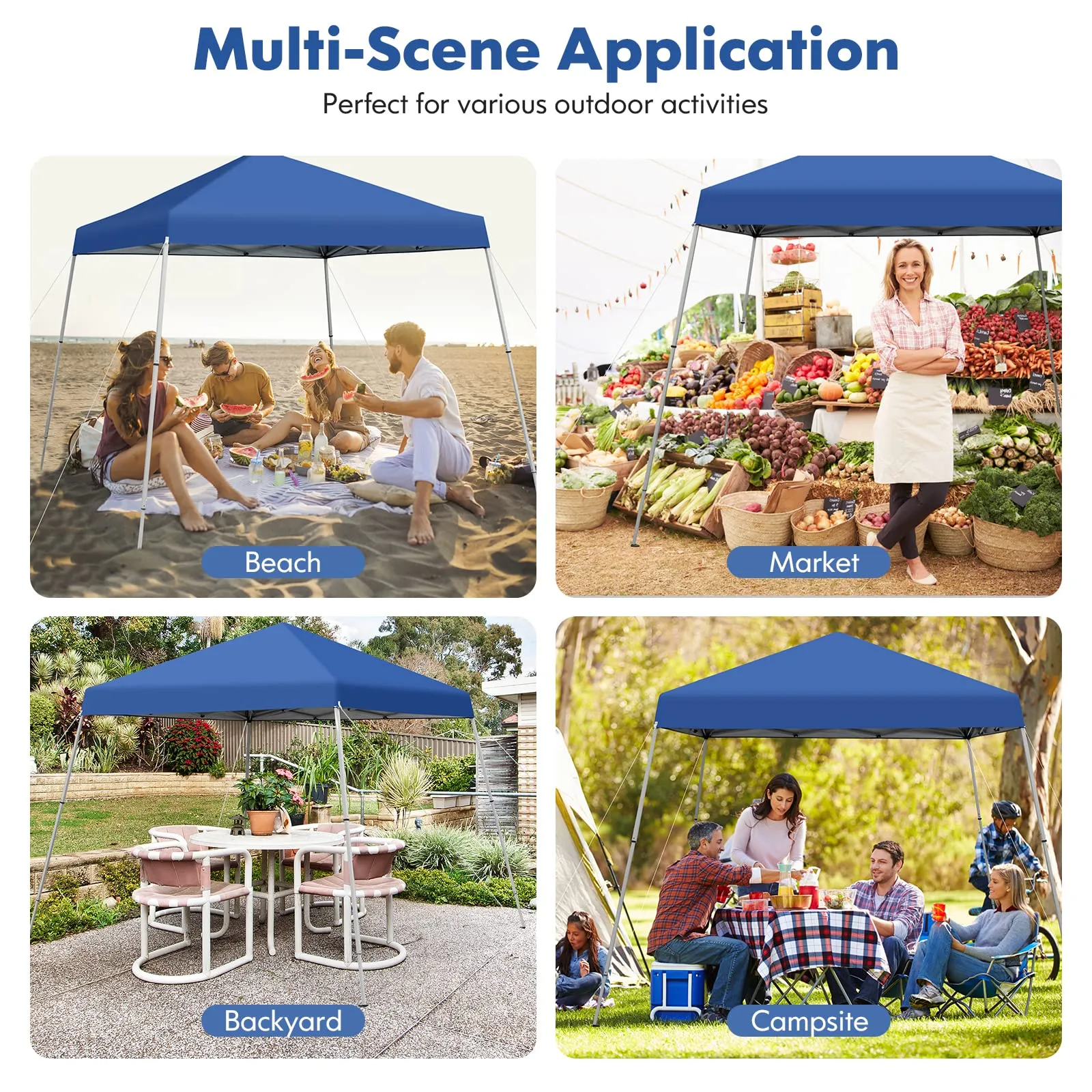 Tangkula 10 ft x 10 ft Outdoor Instant Pop-up Canopy, Folding Slanted Leg Canopy Tent