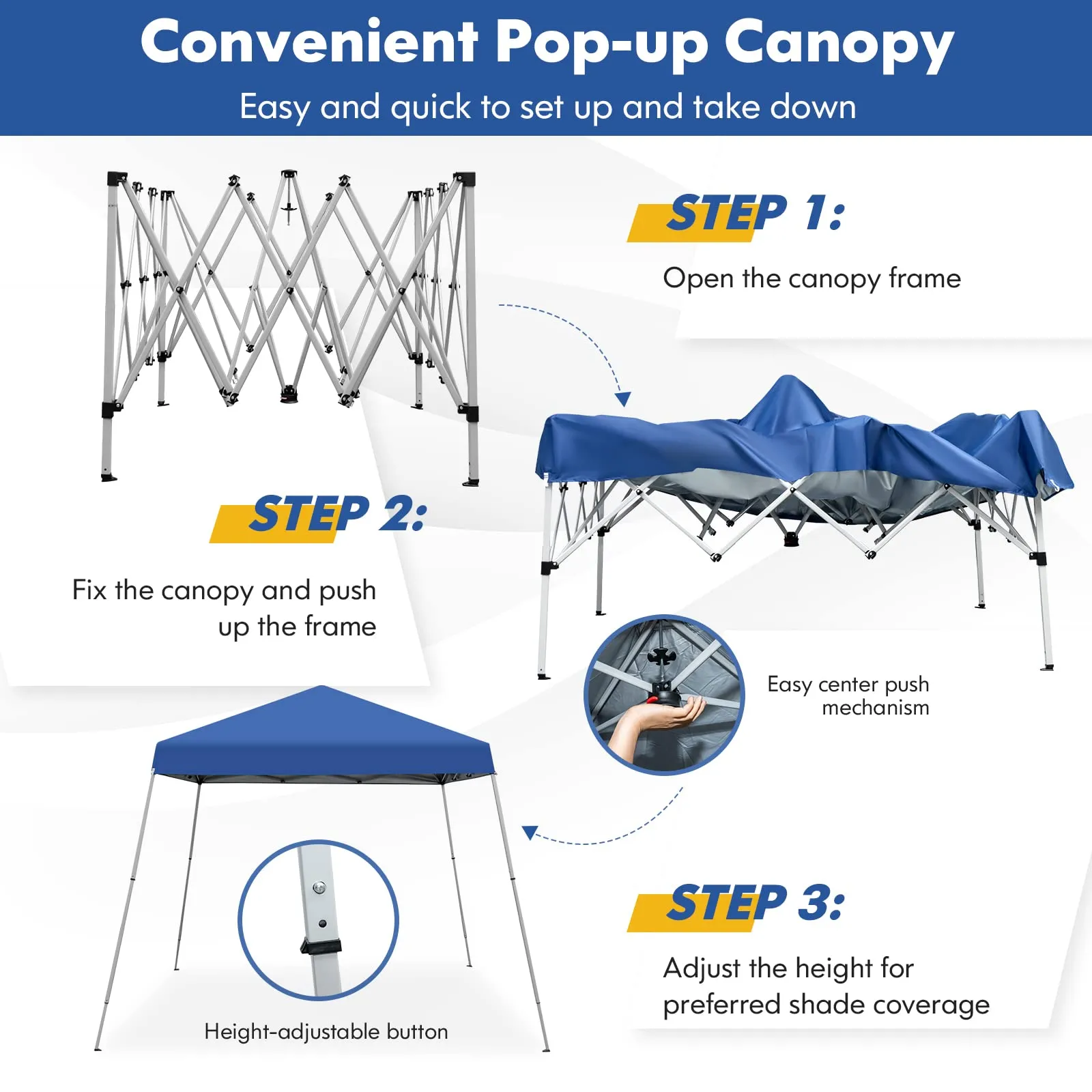 Tangkula 10 ft x 10 ft Outdoor Instant Pop-up Canopy, Folding Slanted Leg Canopy Tent