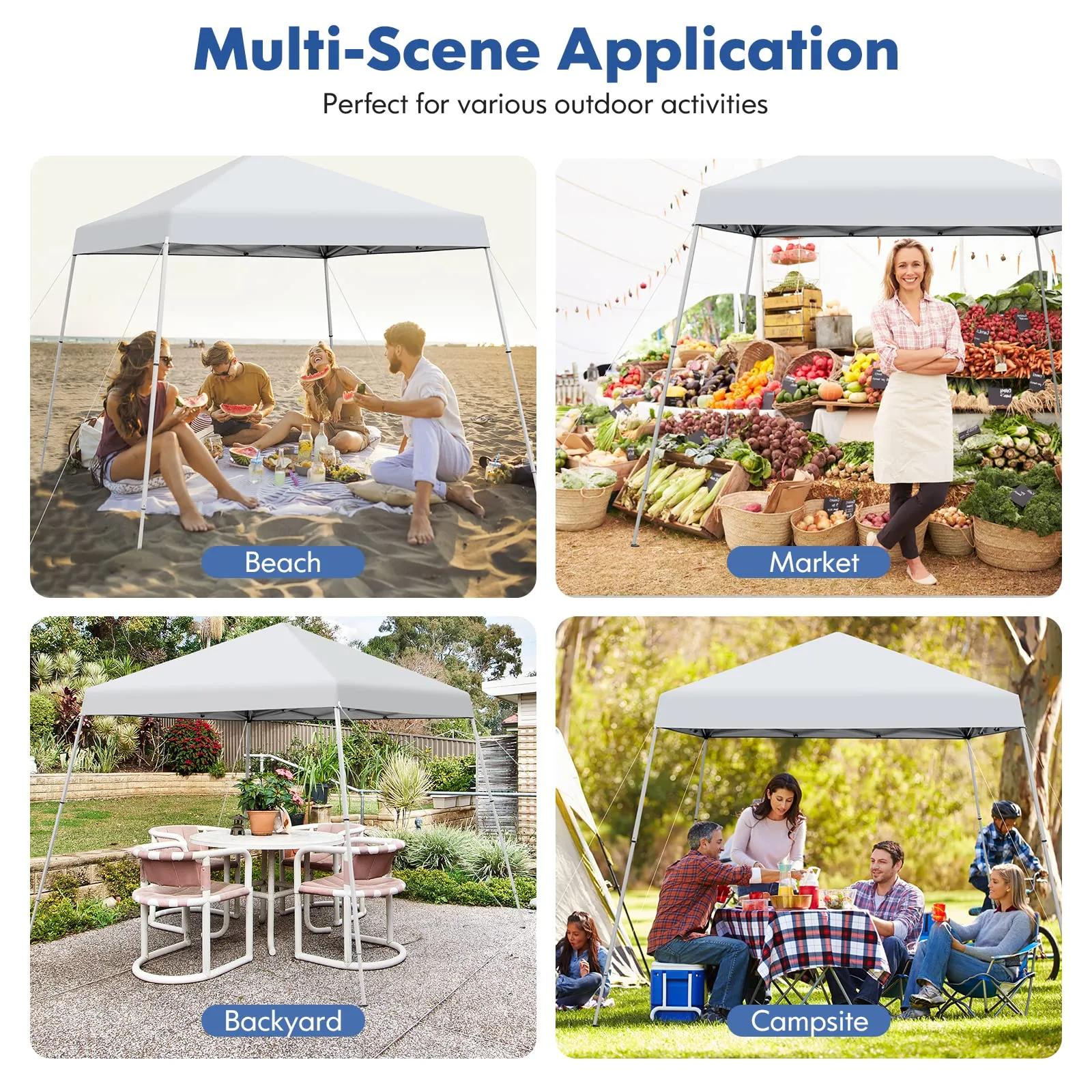 Tangkula 10 ft x 10 ft Outdoor Instant Pop-up Canopy, Folding Slanted Leg Canopy Tent