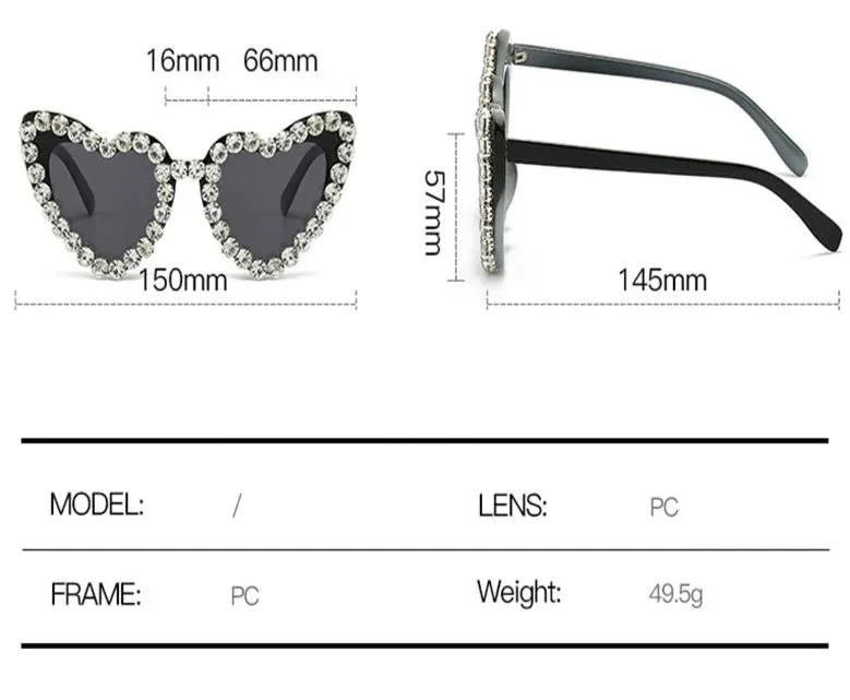 TEEK - Bejeweled Heart Sunglasses