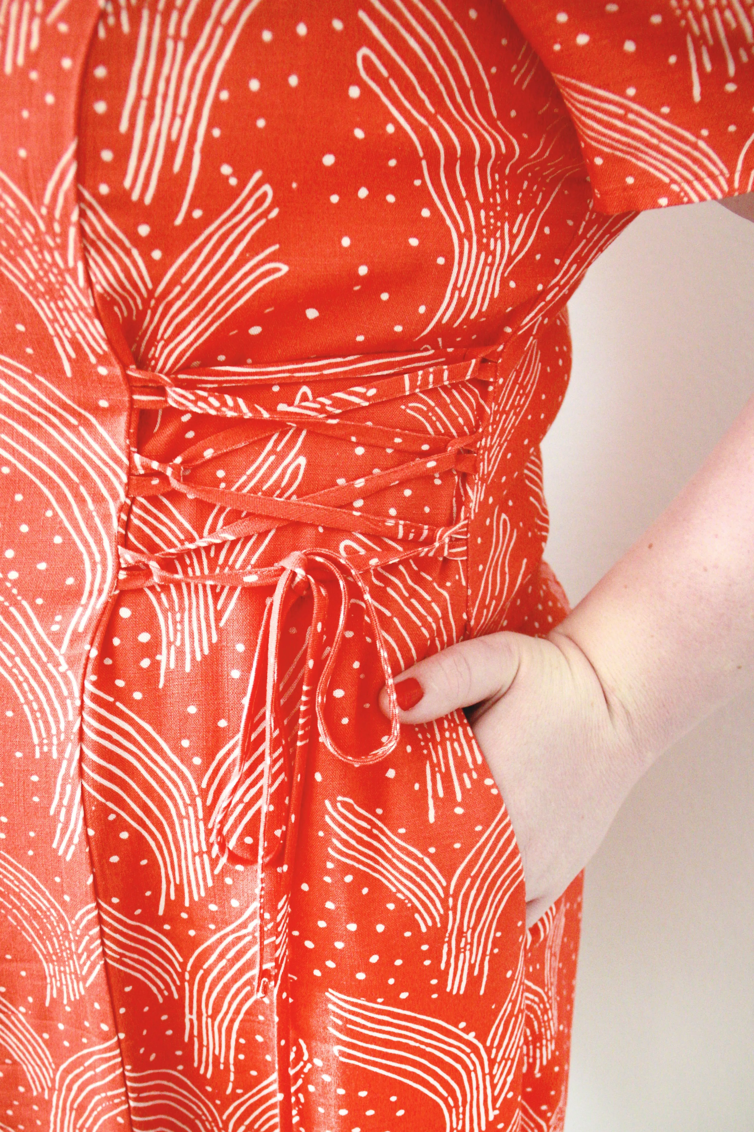 THE DOUBLE LACEUP DRESS ~ NIGHT GARDEN