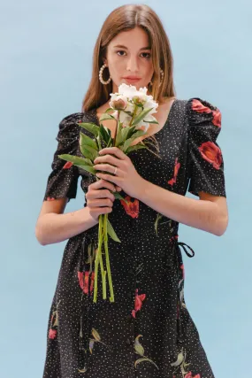 THE DOUBLE LACEUP DRESS ~ NIGHT GARDEN