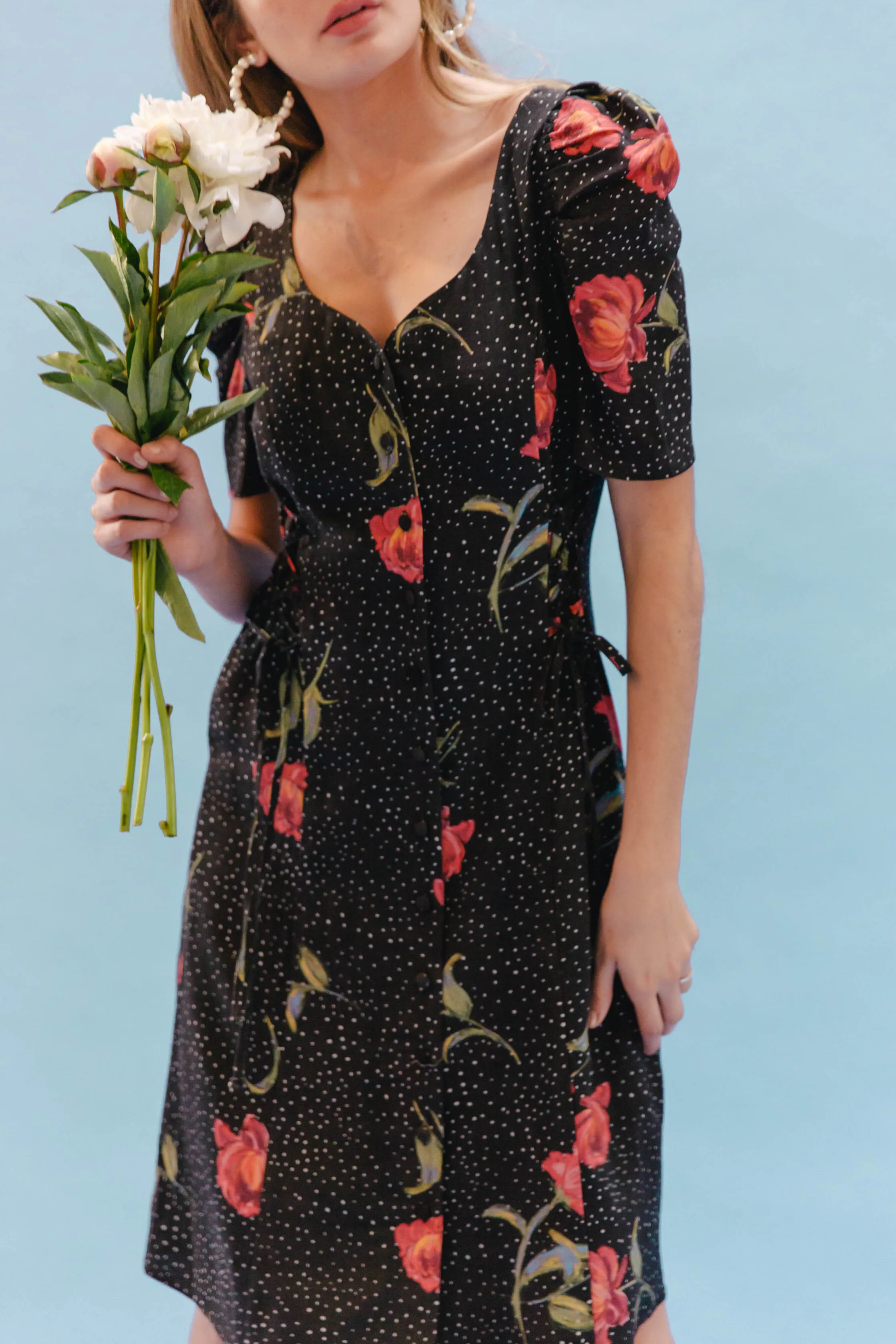 THE DOUBLE LACEUP DRESS ~ NIGHT GARDEN