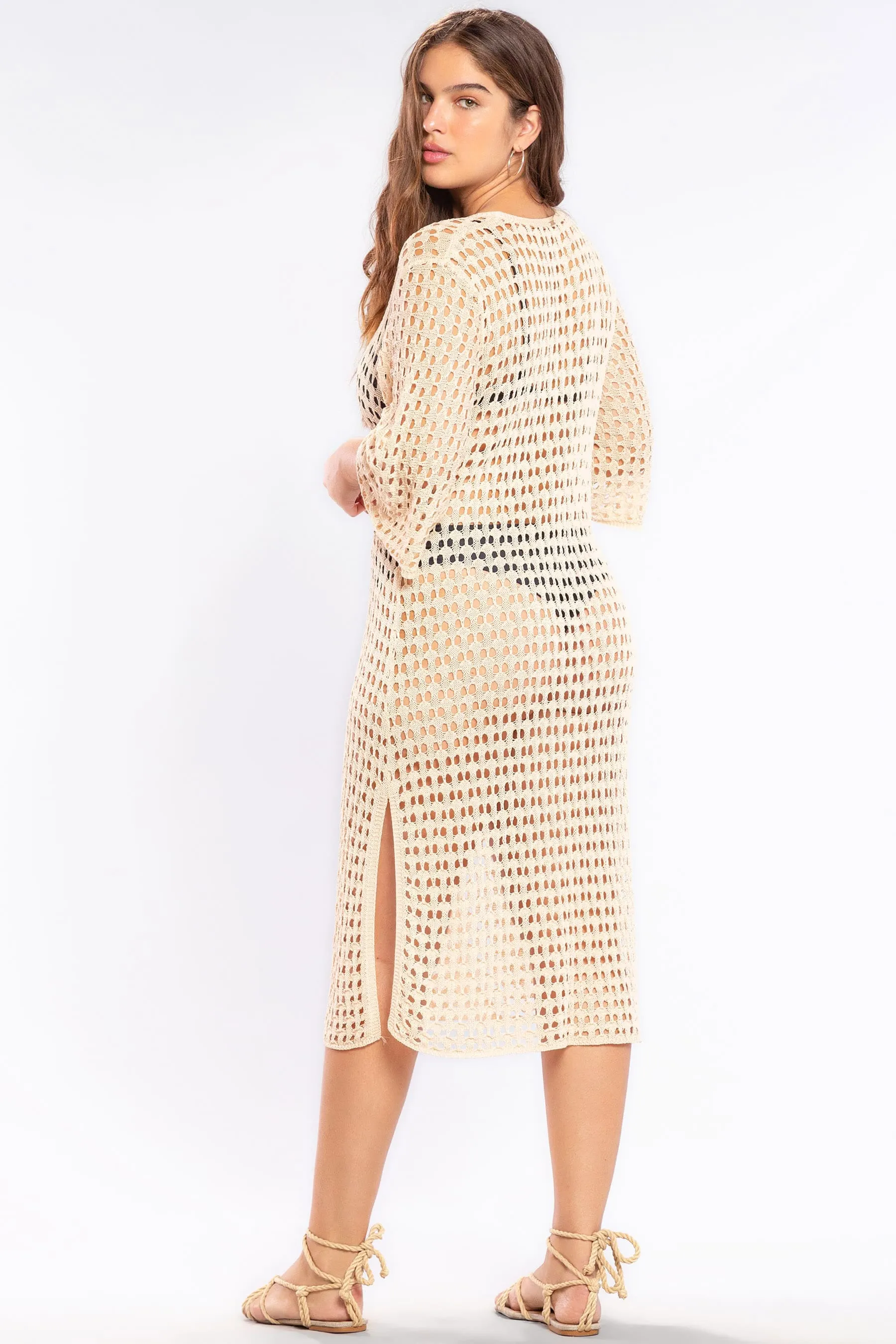 Tricot Mixed Midi Dress