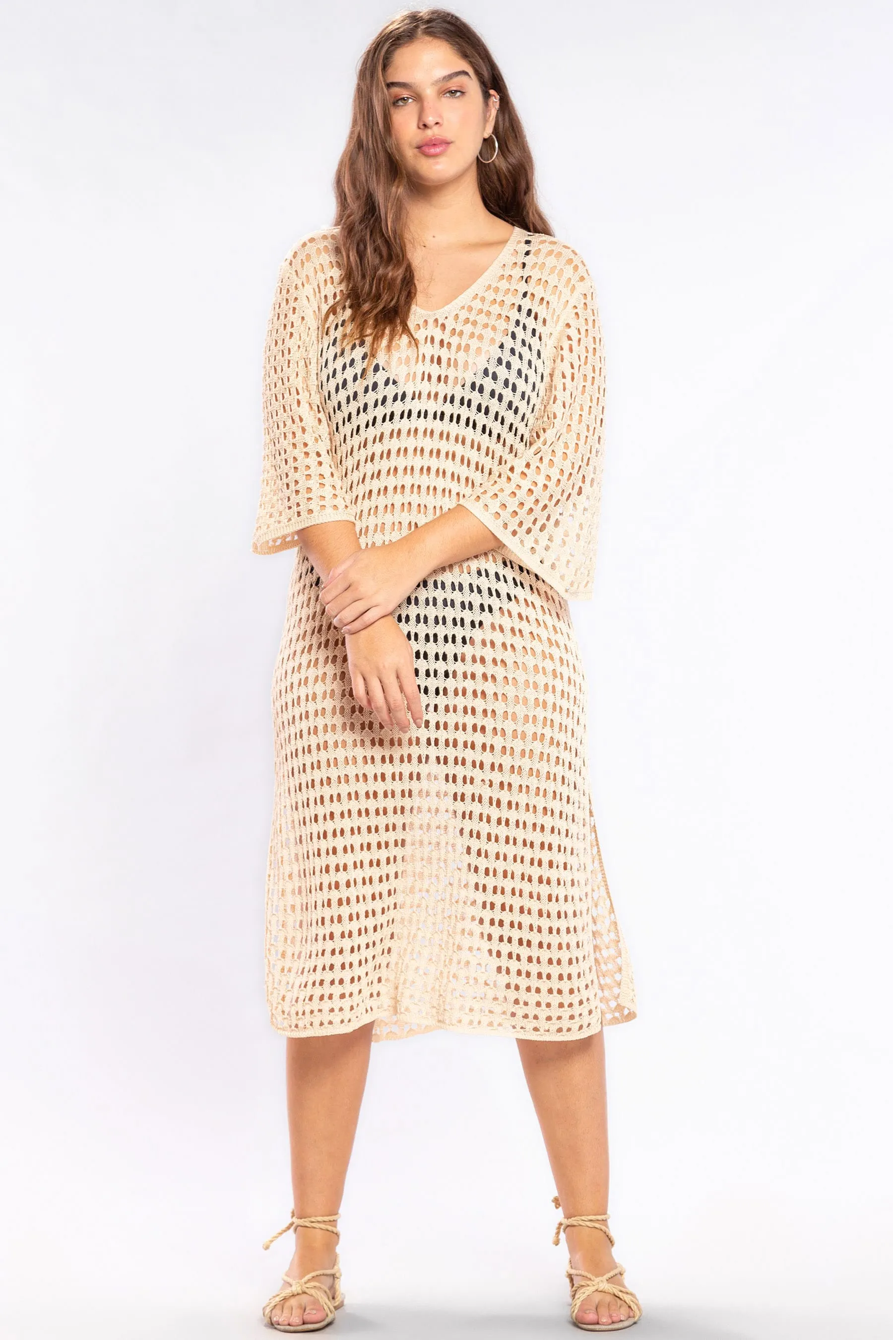Tricot Mixed Midi Dress