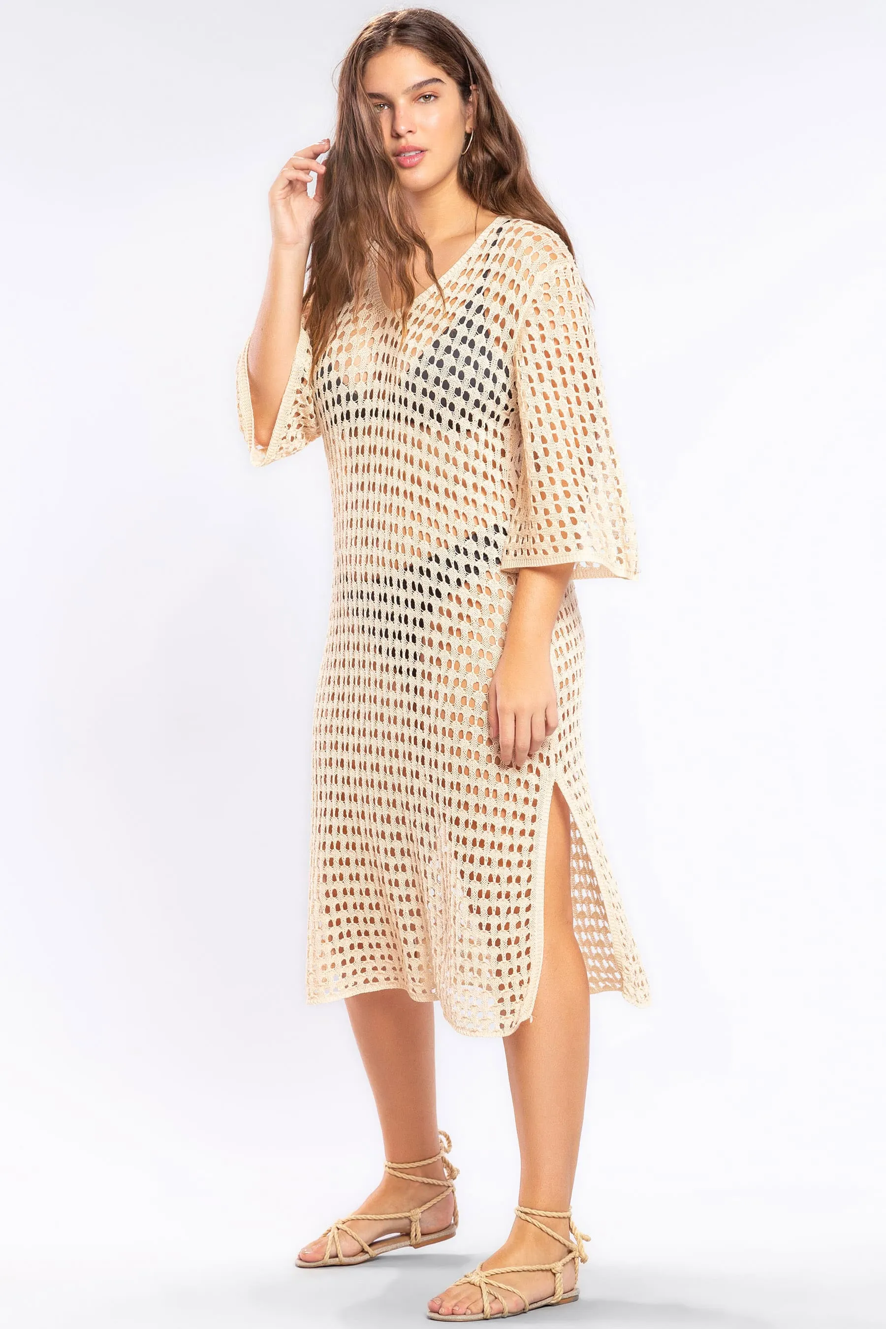 Tricot Mixed Midi Dress