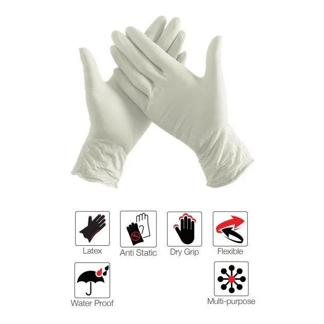 White powder free latex examination gloves 100pce