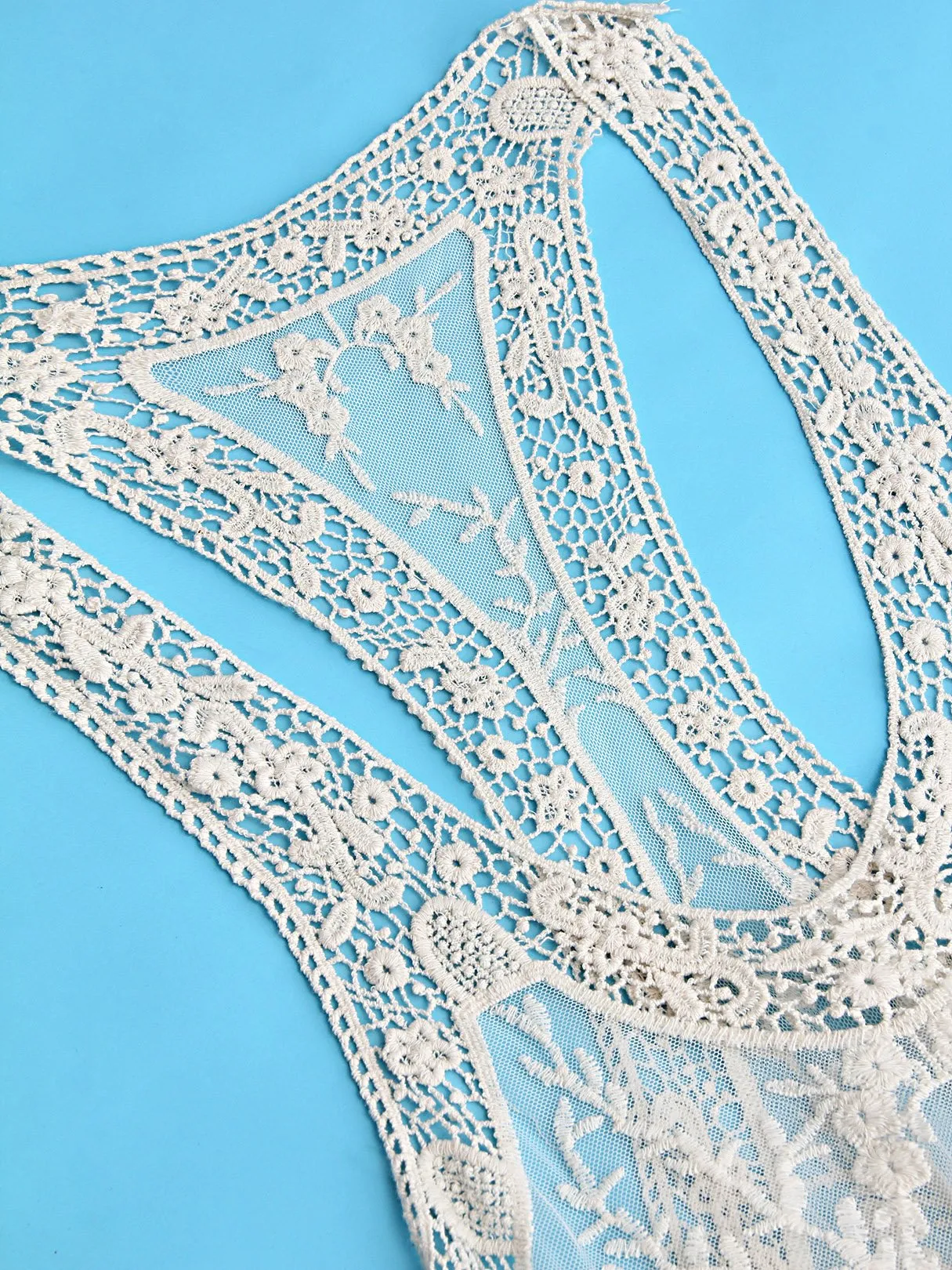 Wholesale Beige Round Neck Sleeveless Lace Cover Ups Swimwear