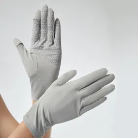 Women's Summer Anti-Ultraviolet Thin Section Breathable Non-Slip Outdoor Cycling Full-Finger Short Gloves