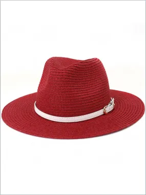 Women's Summer Couture Belt Band Straw Hat