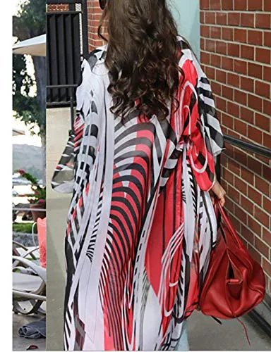 Women's Zebra Print Chiffon Beach Kimono Cover Up